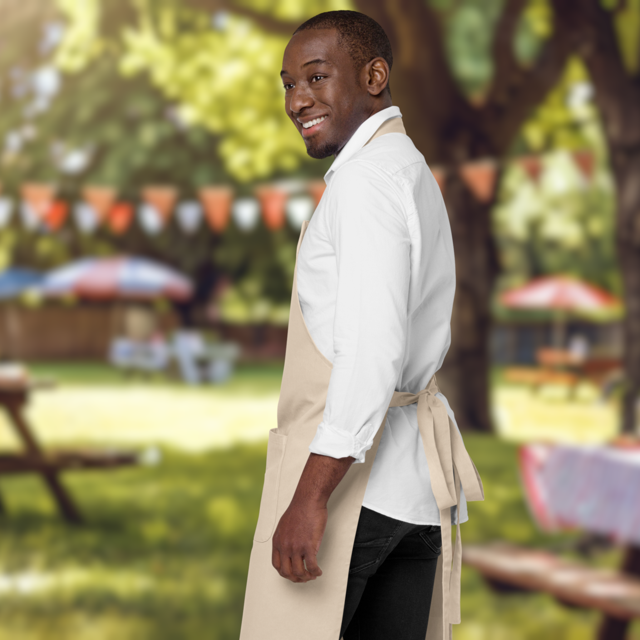 Apron - ALL UP IN MY GRILL - BLUE TEXT