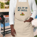 Apron - ALL UP IN MY GRILL - BLUE TEXT