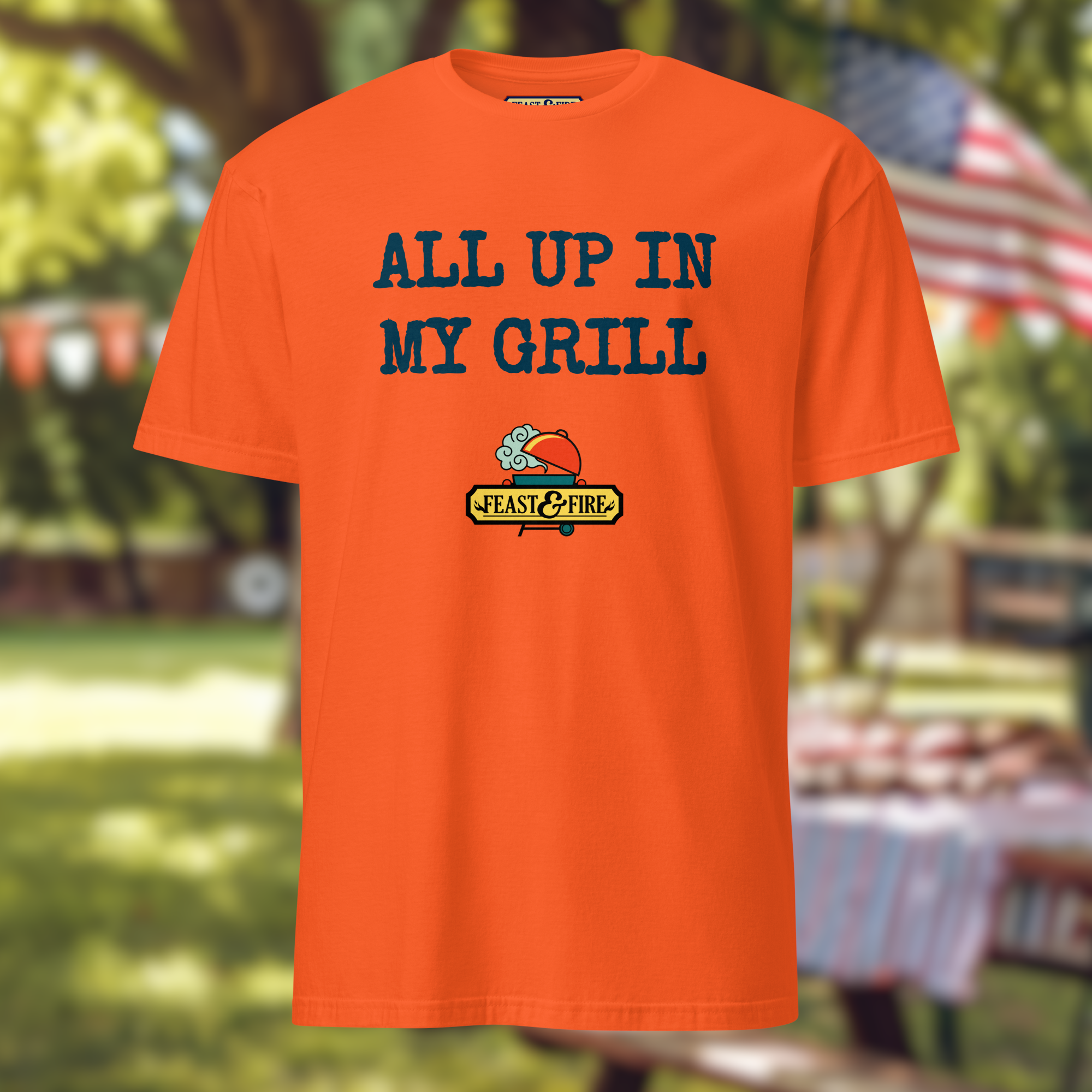 T-Shirt - ALL UP IN MY GRILL - BLUE TEXT