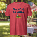T-Shirt - ALL UP IN MY GRILL - BLUE TEXT