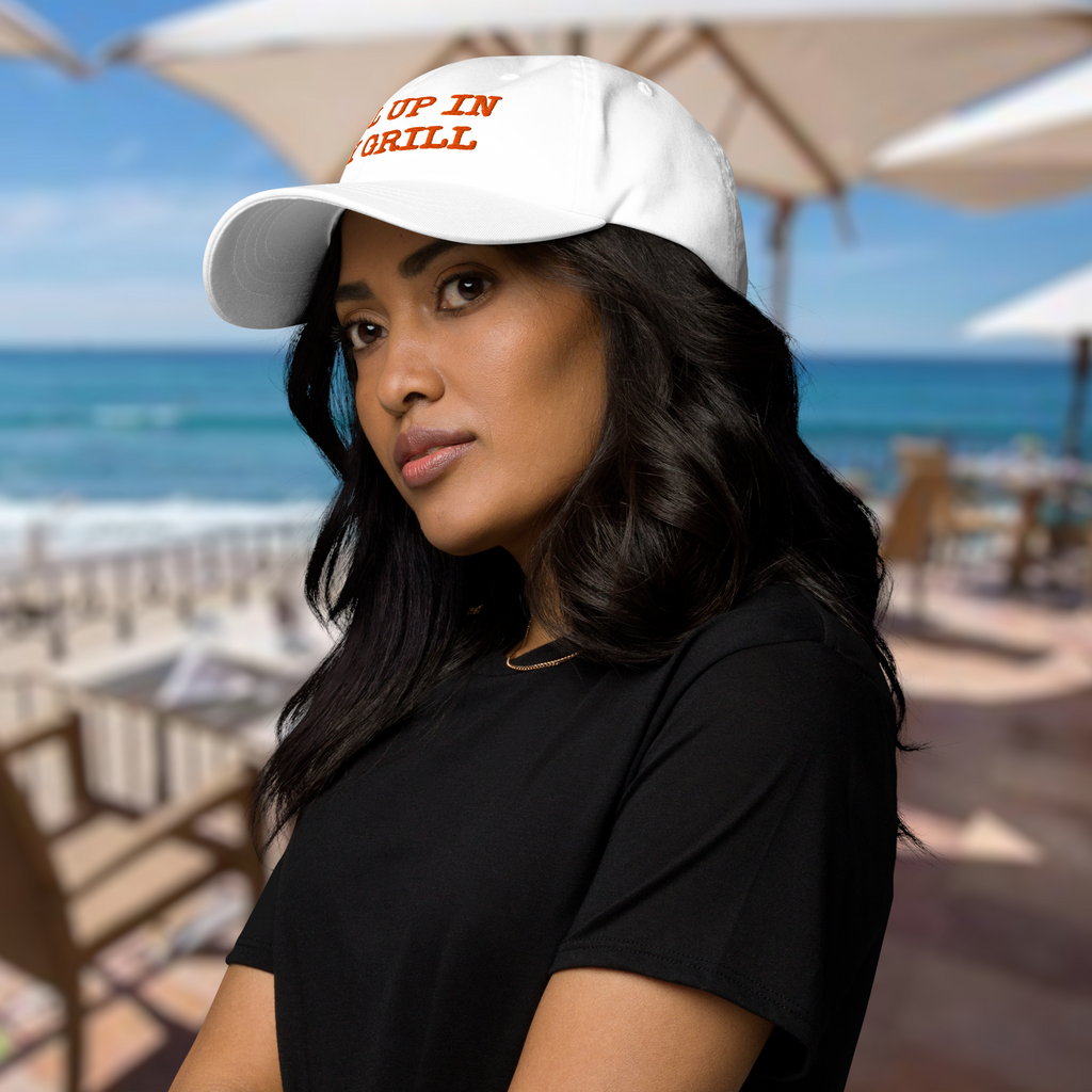 The Dad Hat - ALL UP IN MY GRILL - ORANGE TEXT