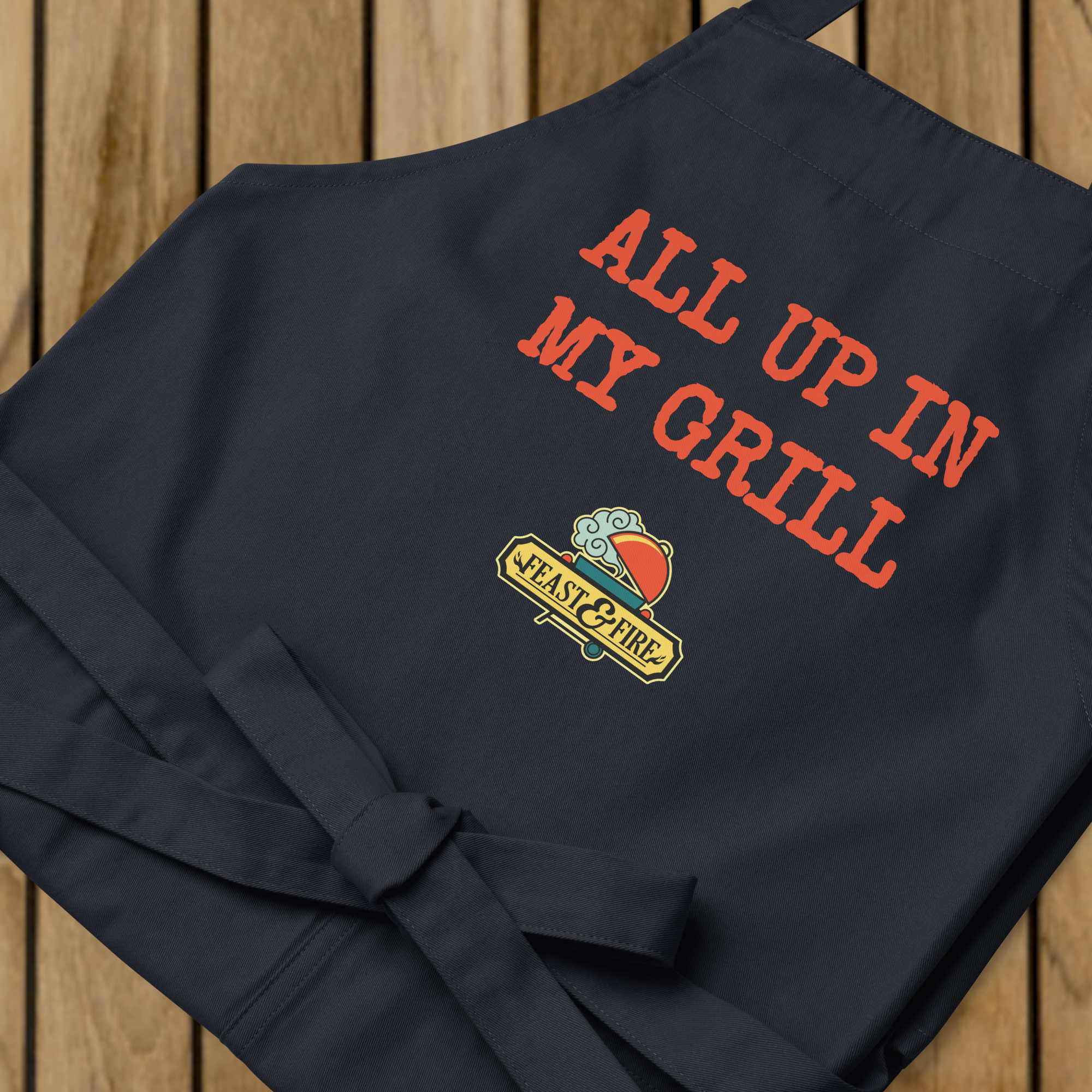 Apron - ALL UP IN MY GRILL - RED TEXT