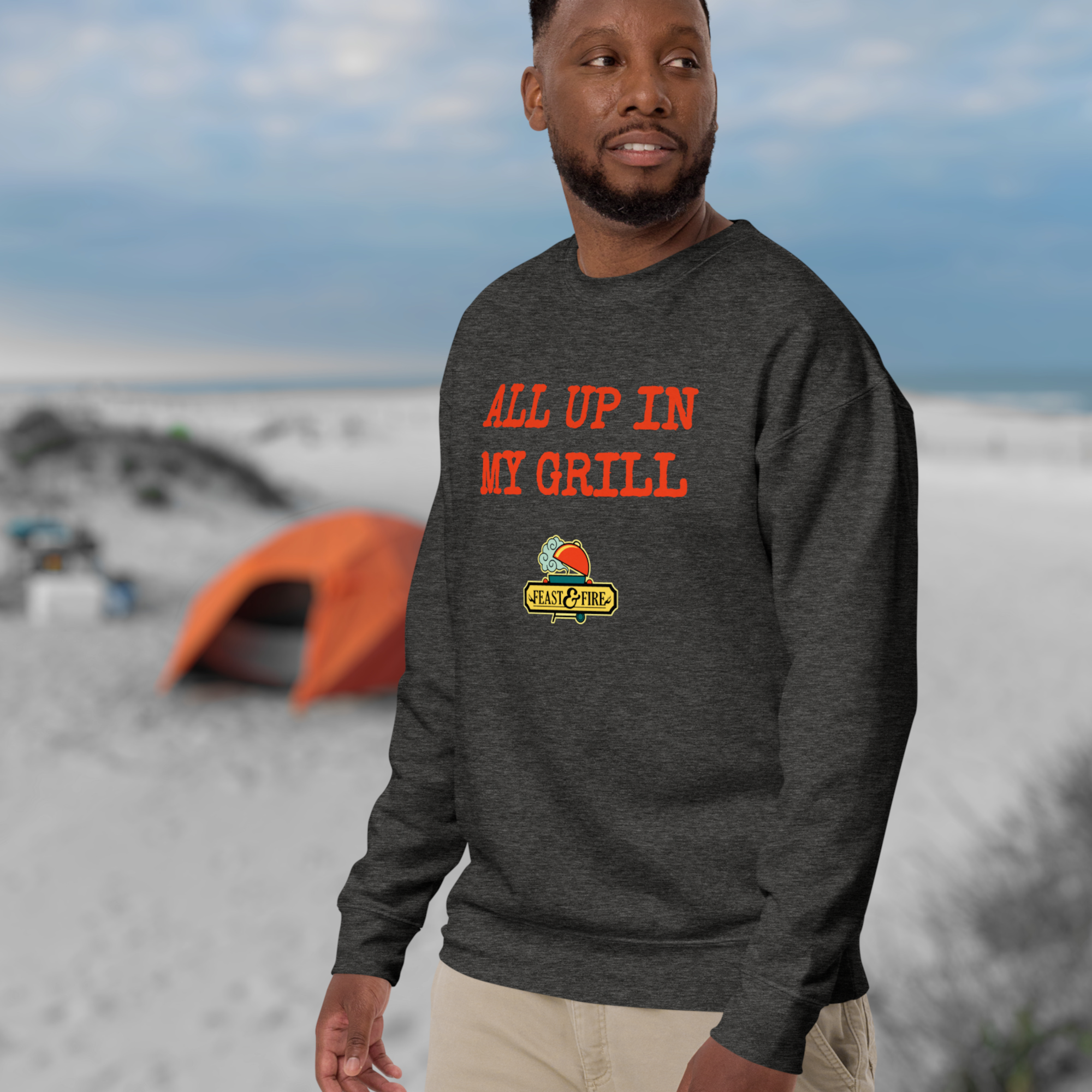 Sweatshirt - ALL UP IN MY GRILL - RED TEXT