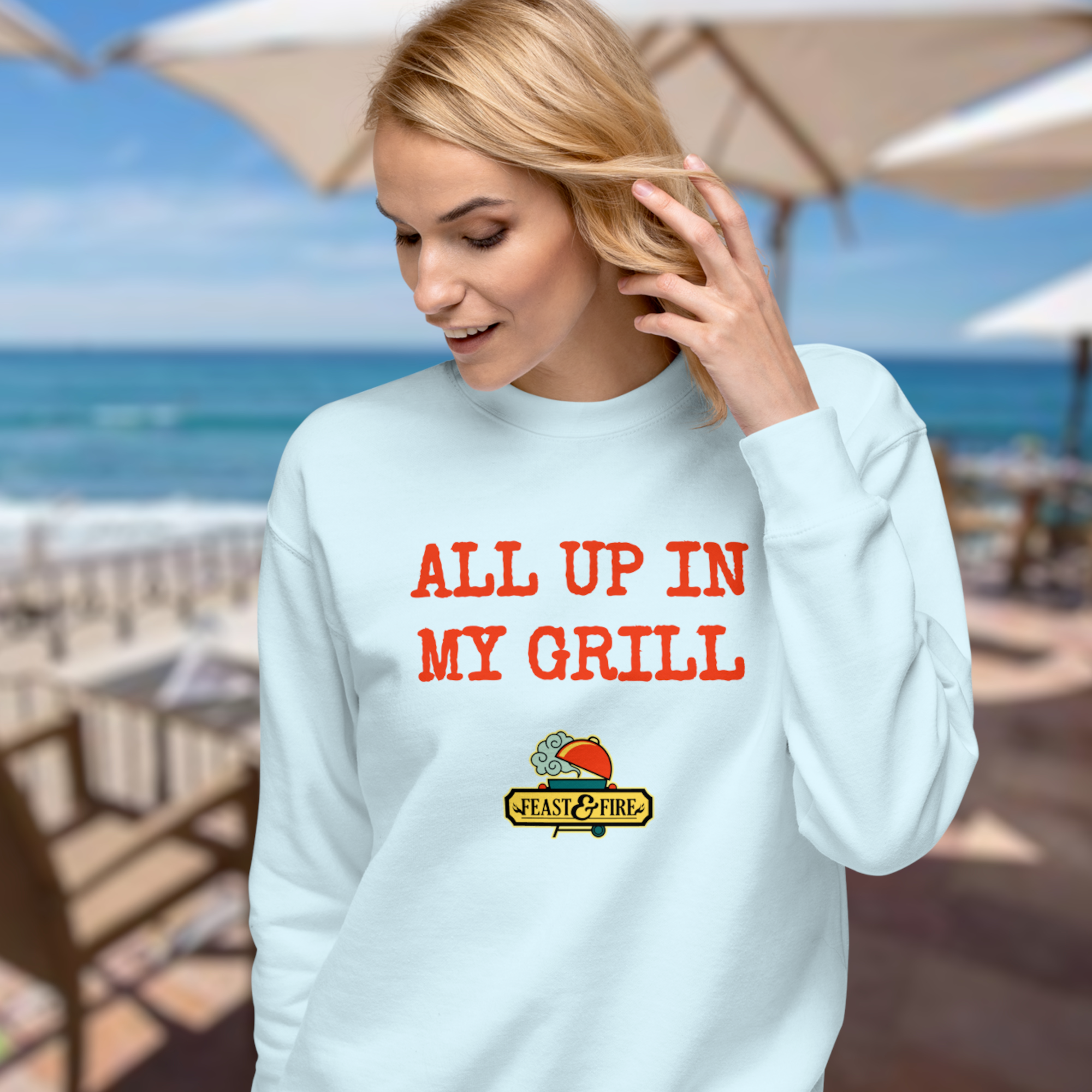 Sweatshirt - ALL UP IN MY GRILL - RED TEXT