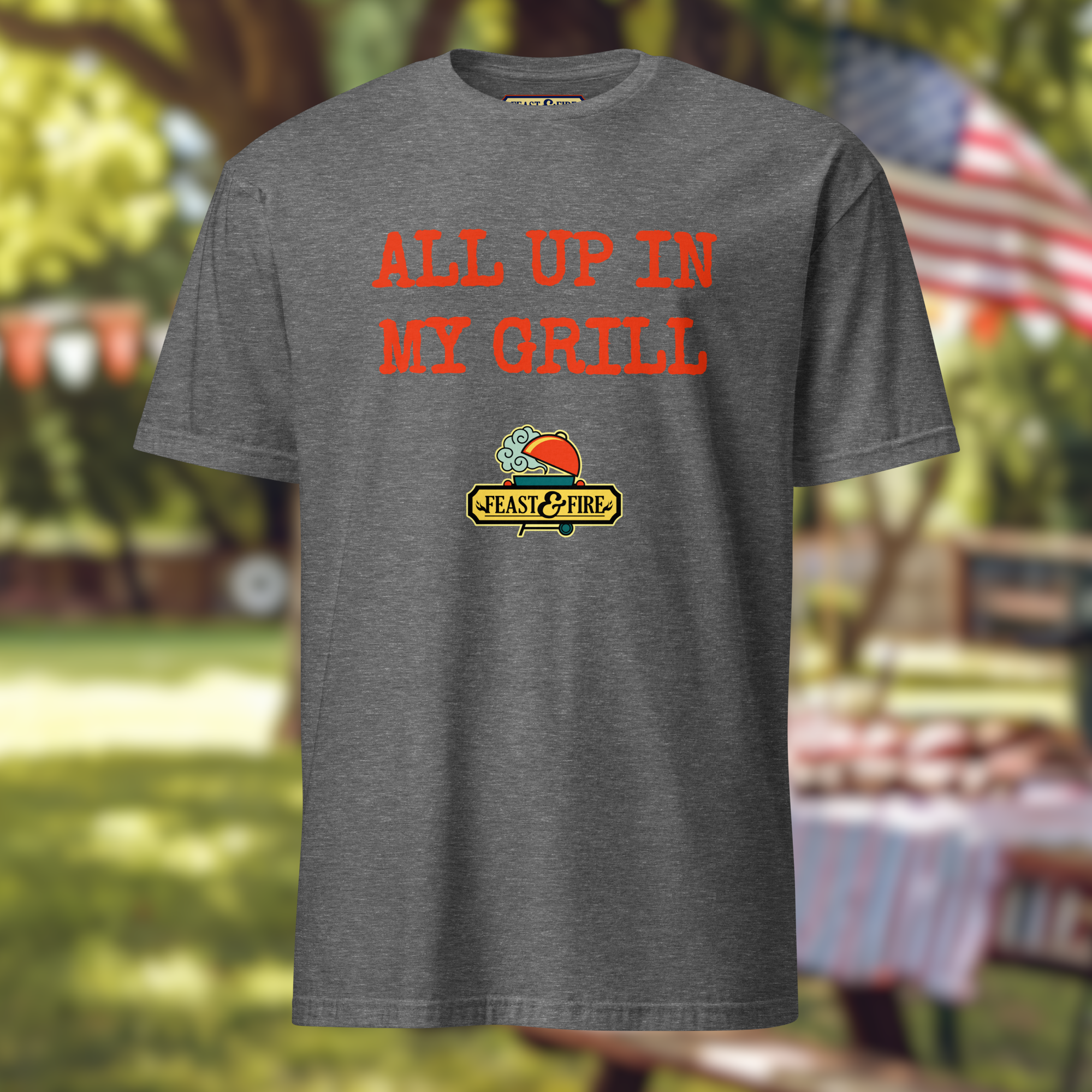 T-Shirt - ALL UP IN MY GRILL - RED TEXT
