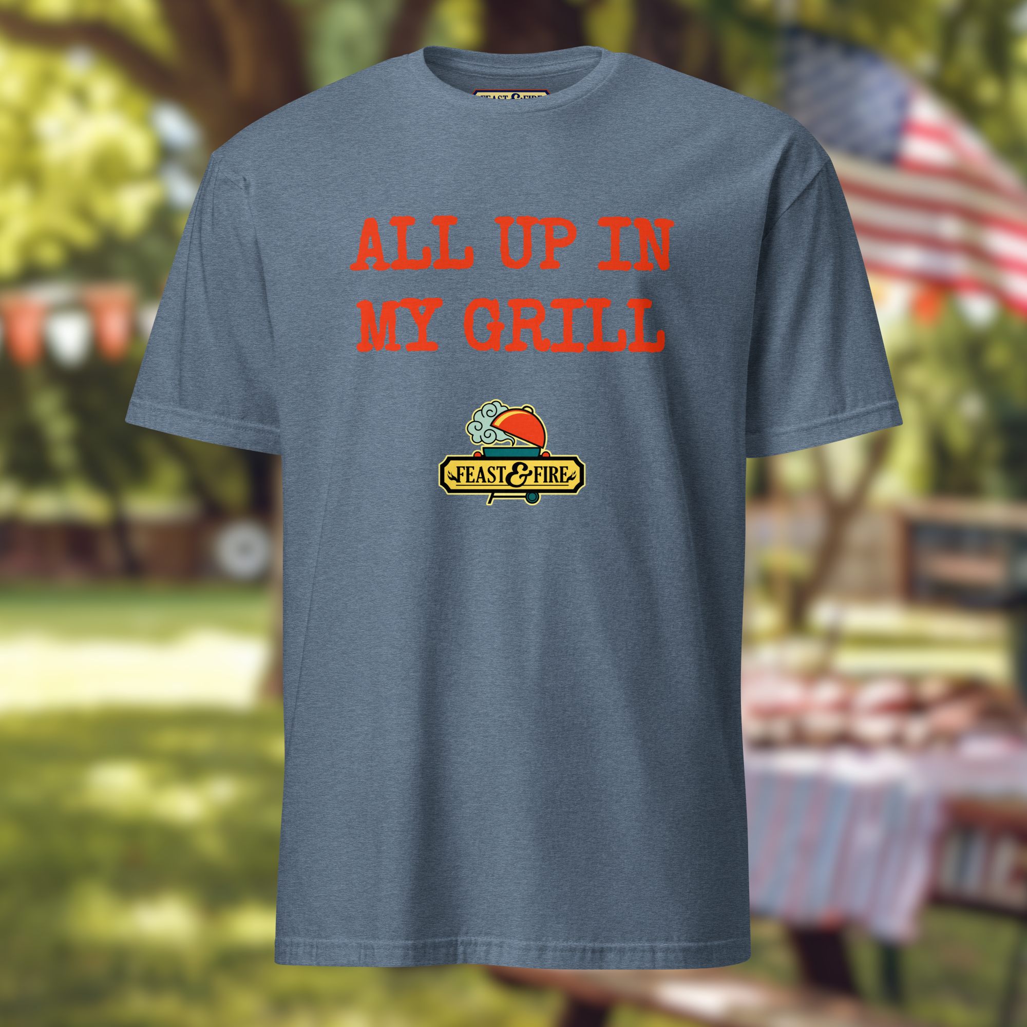 T-Shirt - ALL UP IN MY GRILL - RED TEXT