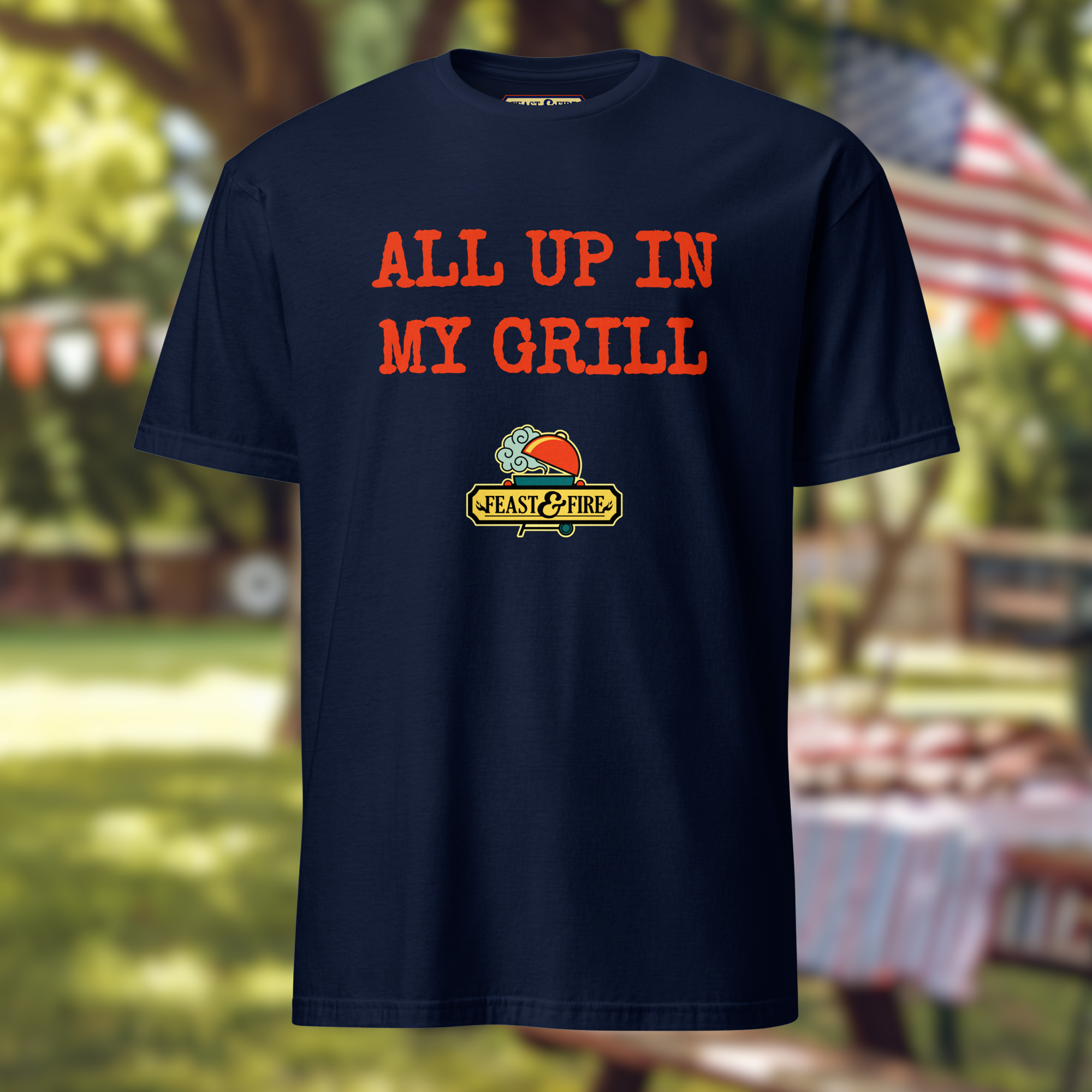 T-Shirt - ALL UP IN MY GRILL - RED TEXT