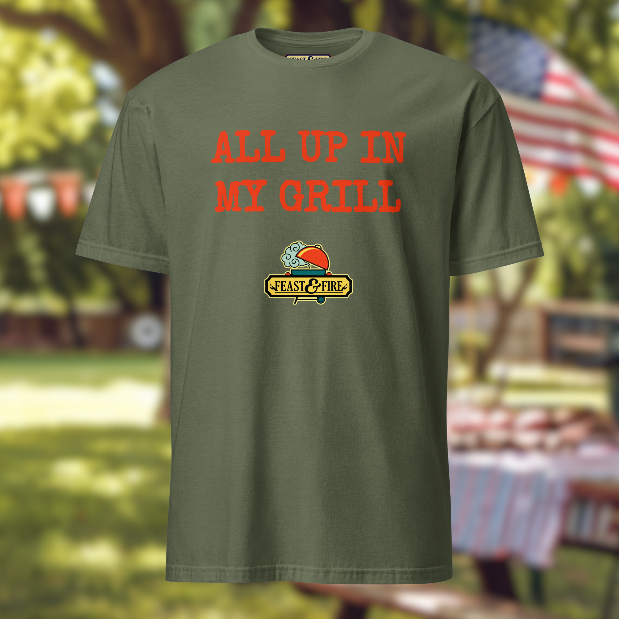 T-Shirt - ALL UP IN MY GRILL - RED TEXT