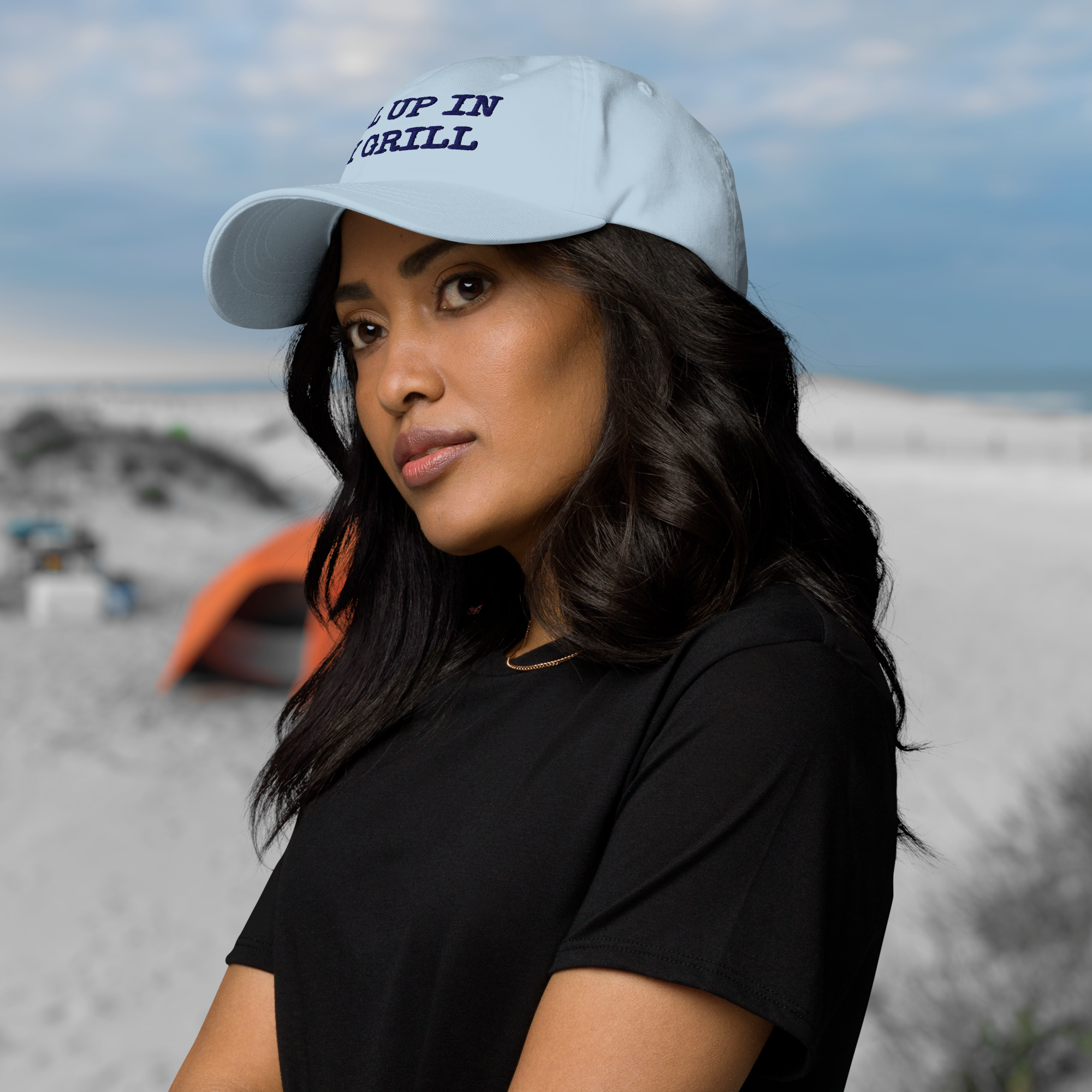 The Dad Hat - ALL UP IN MY GRILL - BLUE TEXT