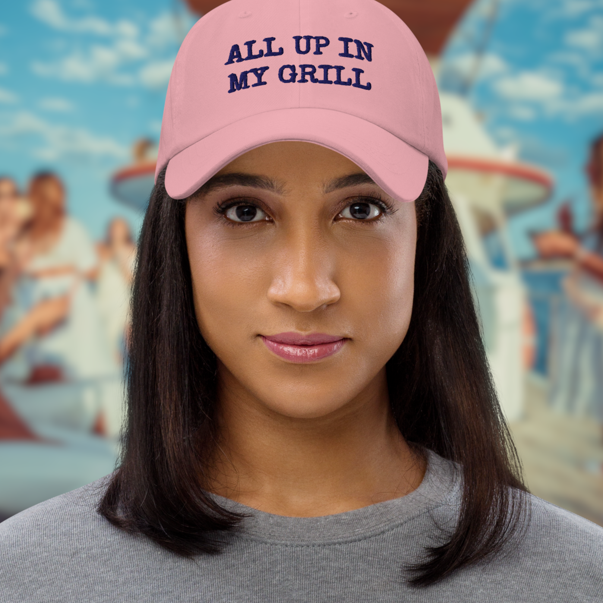The Dad Hat - ALL UP IN MY GRILL - BLUE TEXT