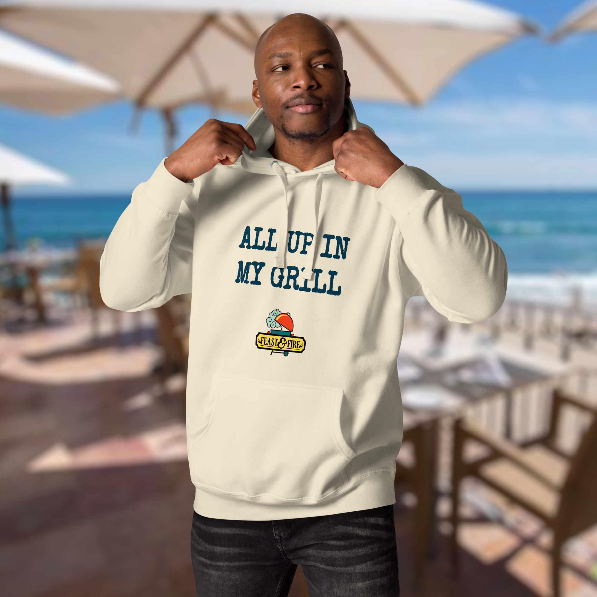 Hoodie - ALL UP IN MY GRILL BLUE TEXT
