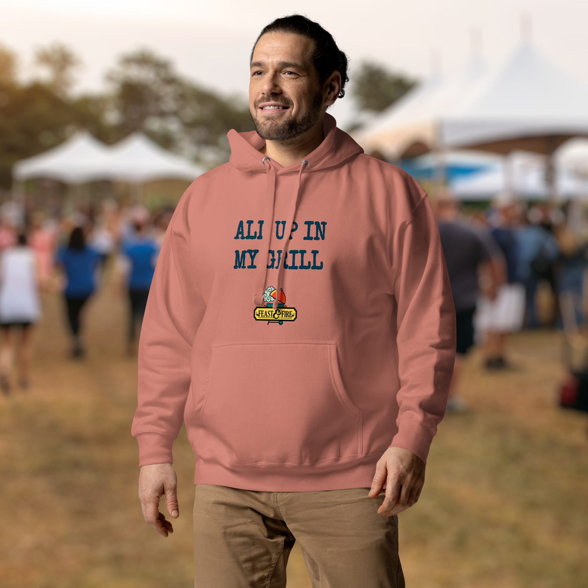 Hoodie - ALL UP IN MY GRILL BLUE TEXT
