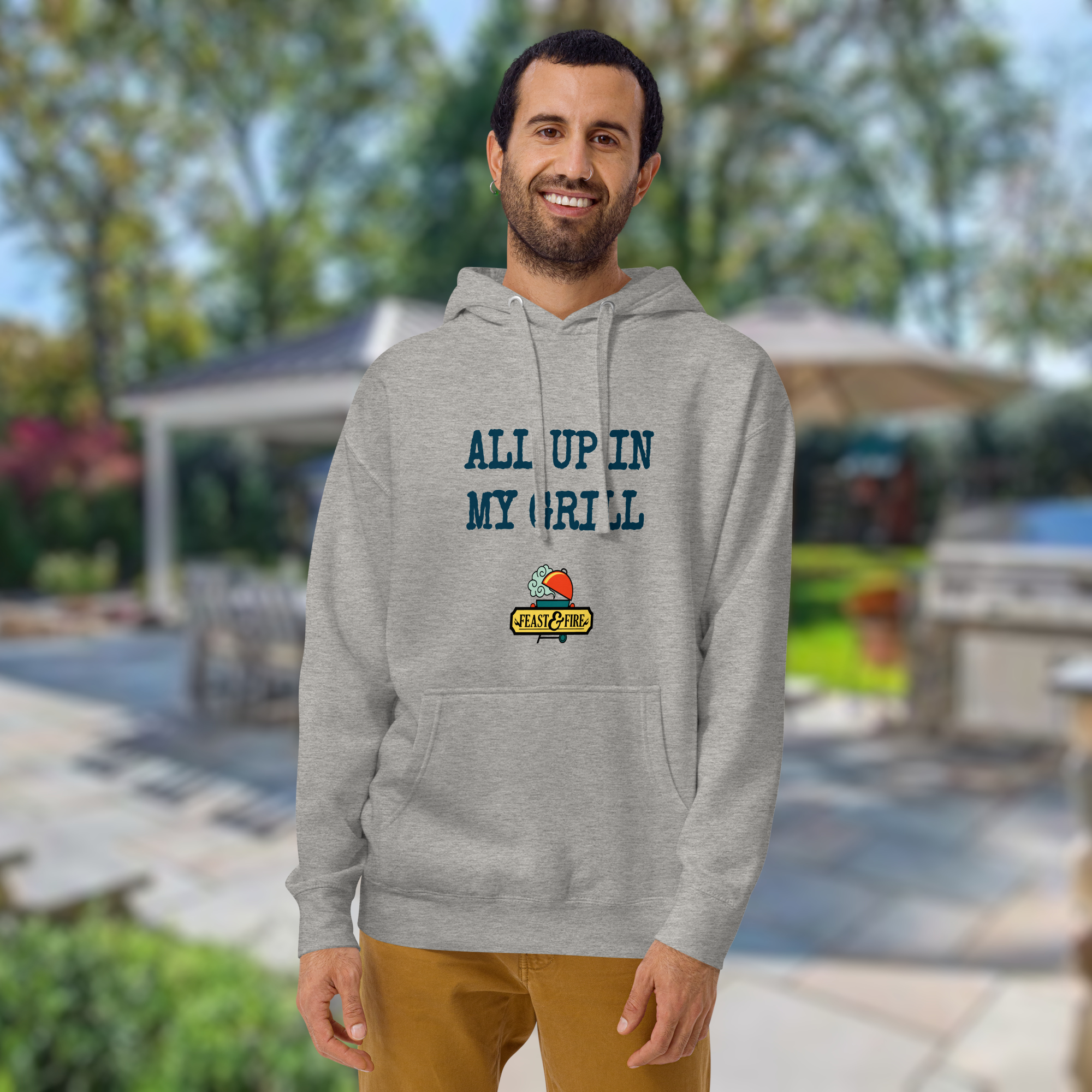 Hoodie - ALL UP IN MY GRILL BLUE TEXT