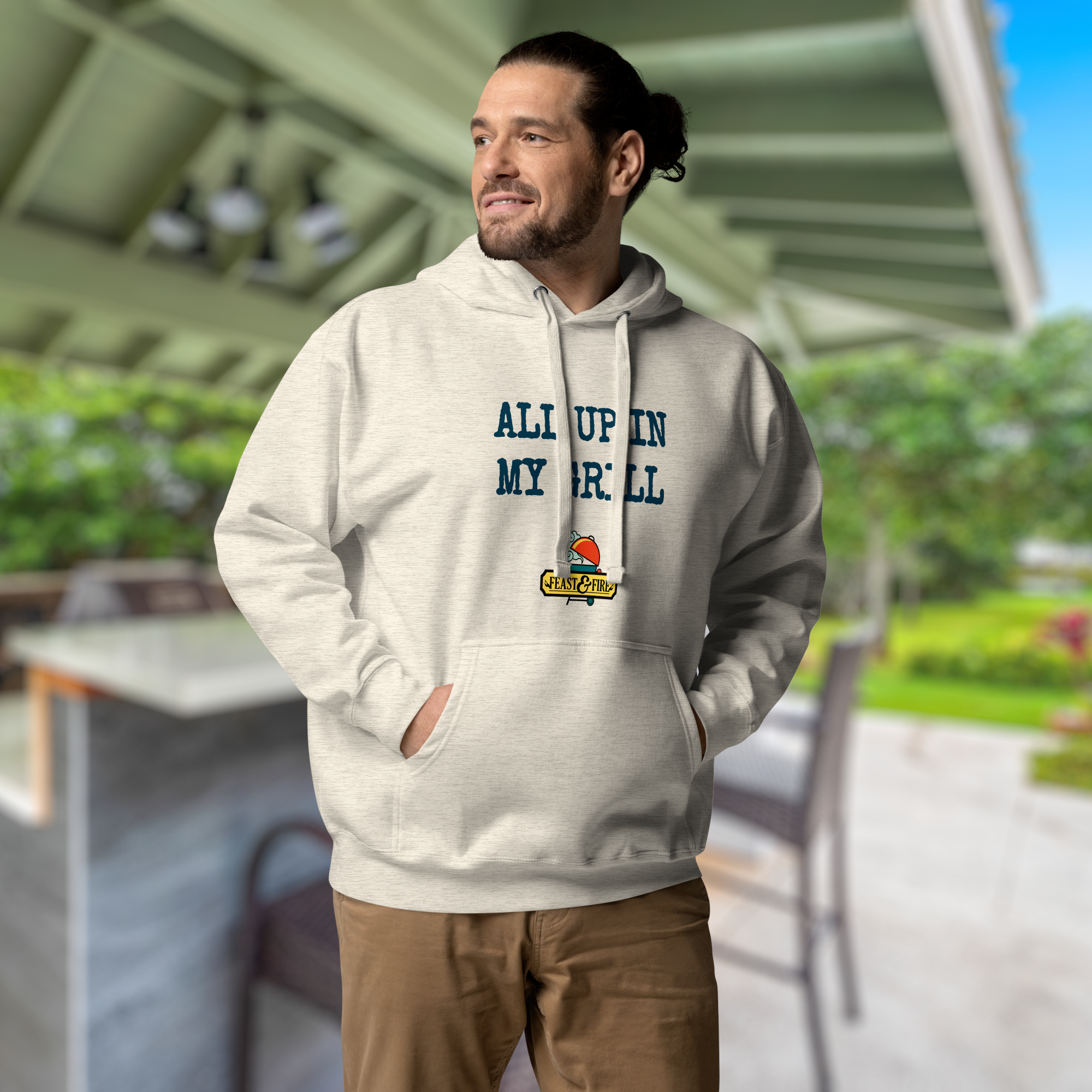 Hoodie - ALL UP IN MY GRILL BLUE TEXT