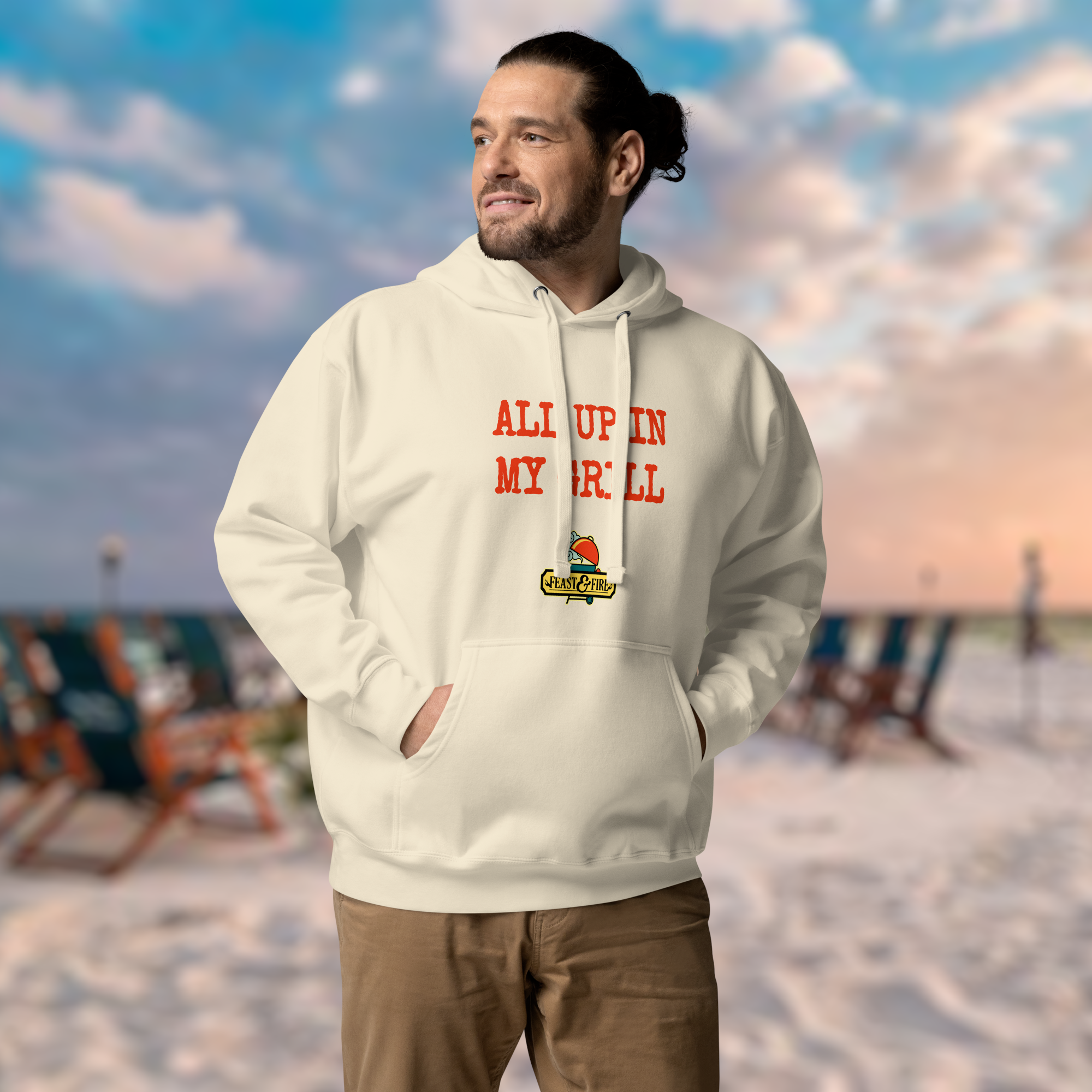 Hoodie - ALL UP IN MY GRILL RED TEXT