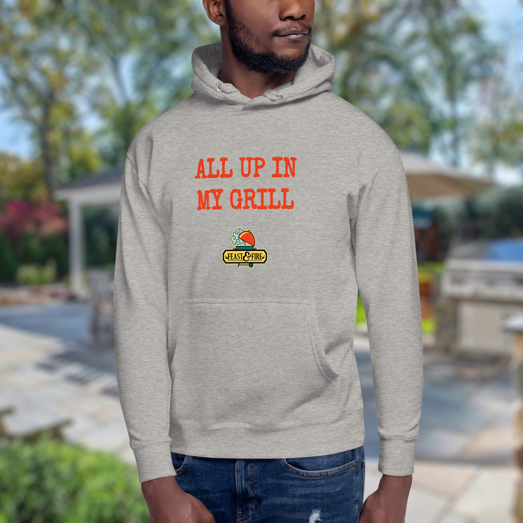 Hoodie - ALL UP IN MY GRILL RED TEXT