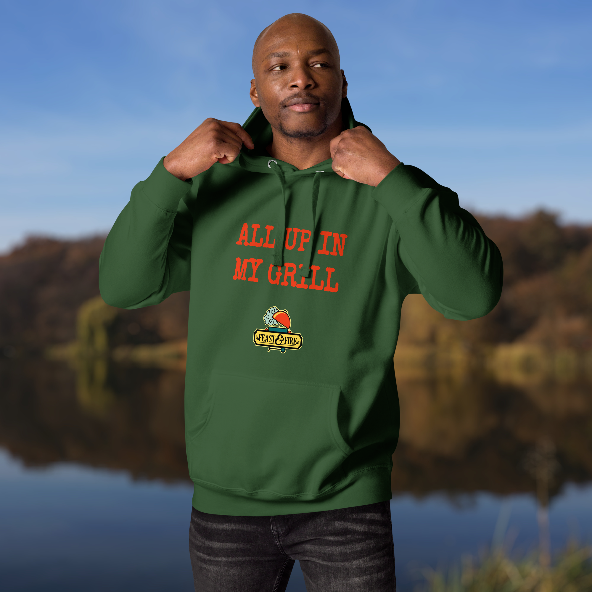 Hoodie - ALL UP IN MY GRILL RED TEXT