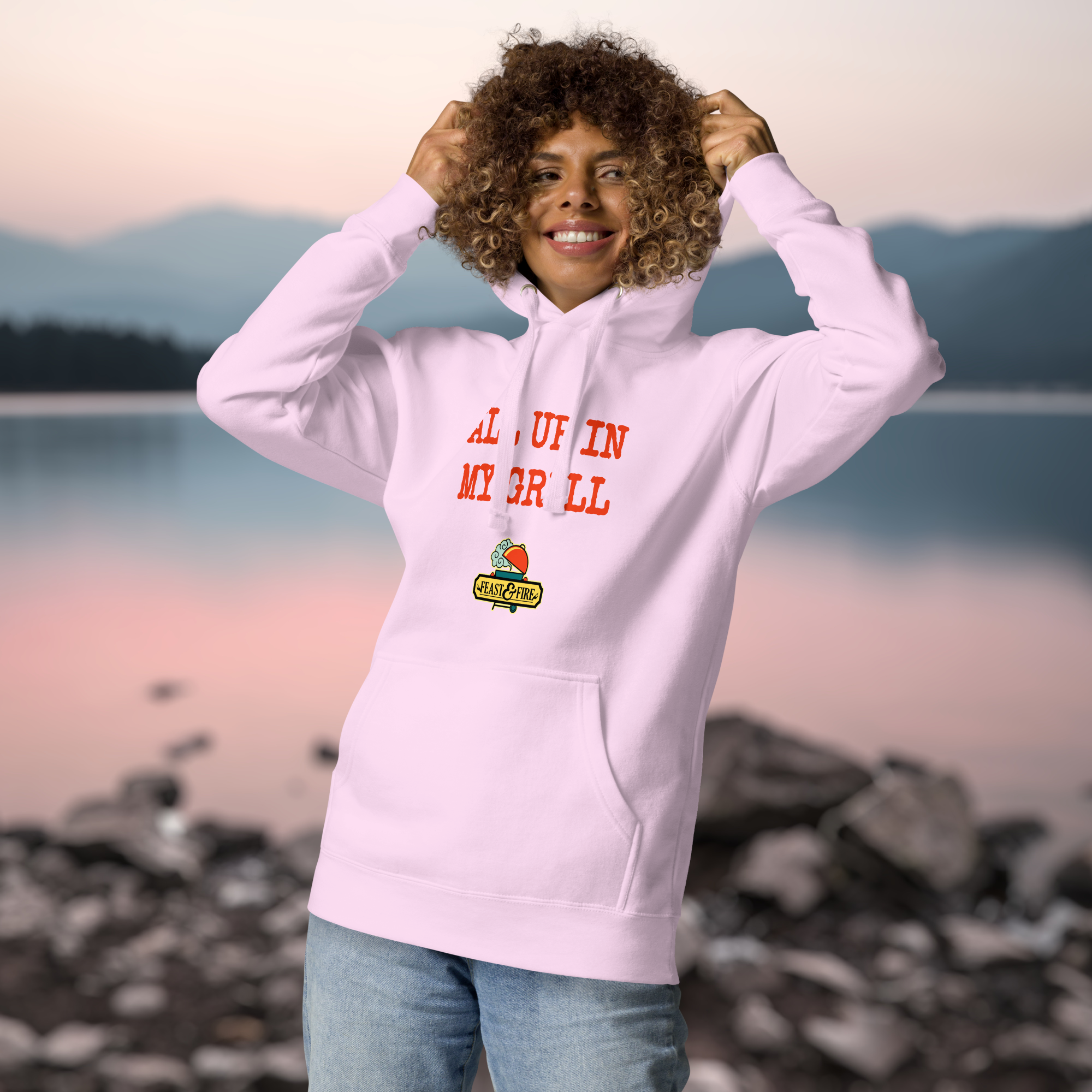 Hoodie - ALL UP IN MY GRILL RED TEXT