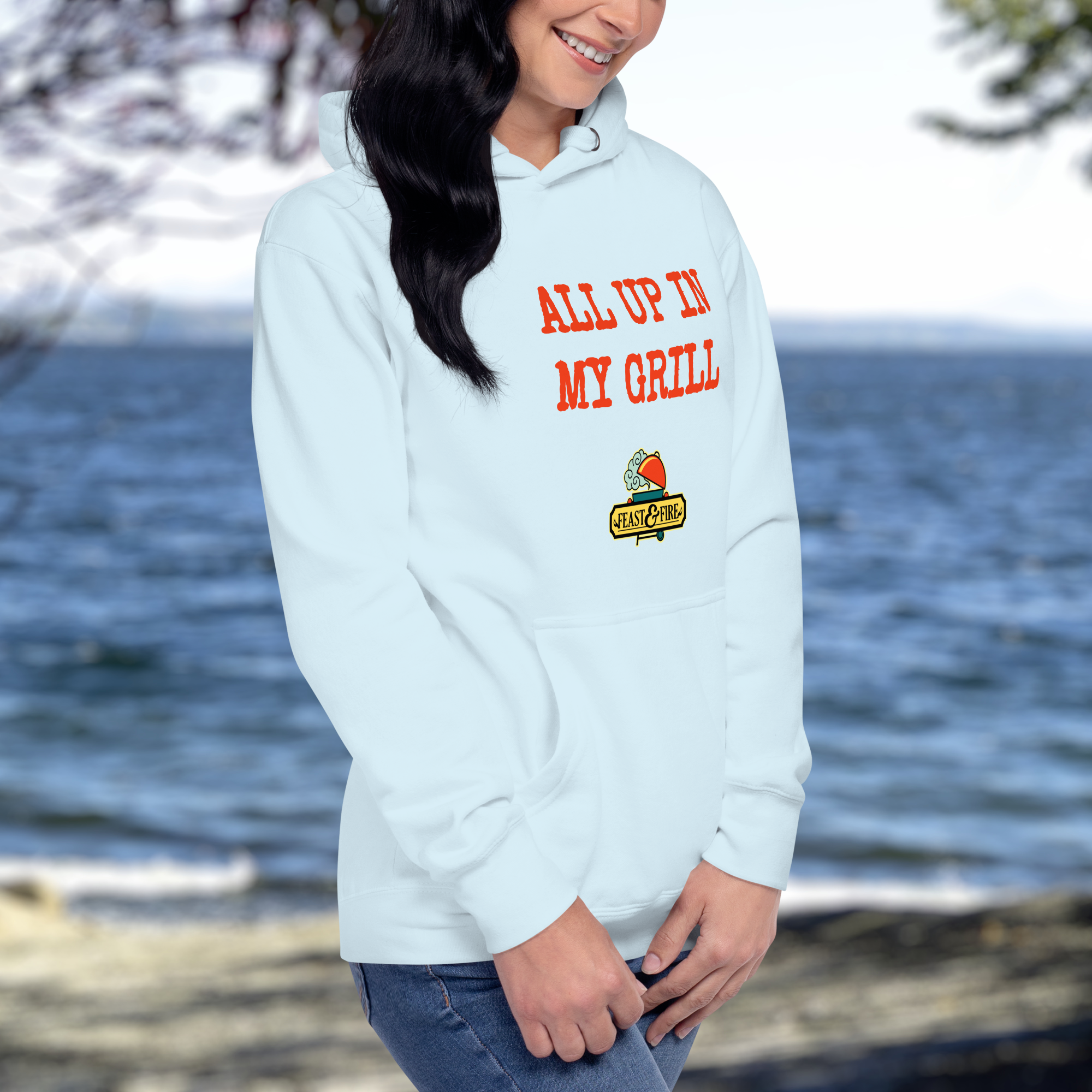 Hoodie - ALL UP IN MY GRILL RED TEXT
