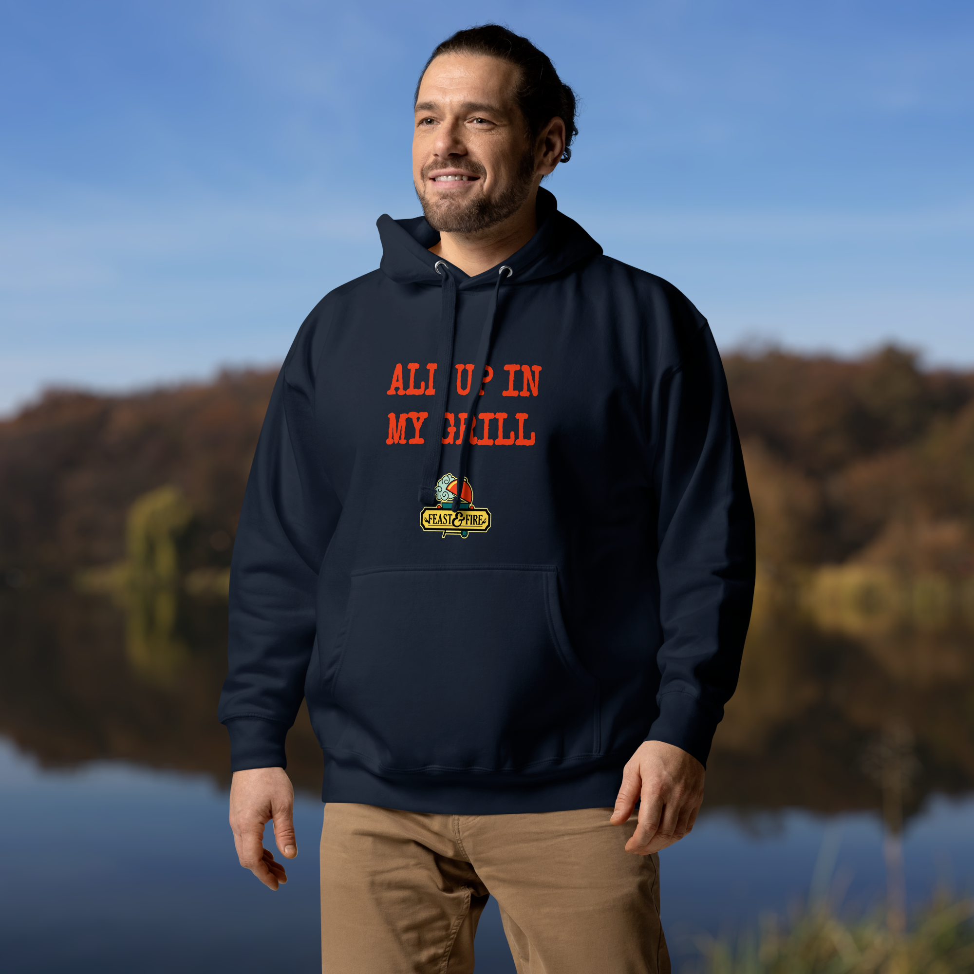 Hoodie - ALL UP IN MY GRILL RED TEXT