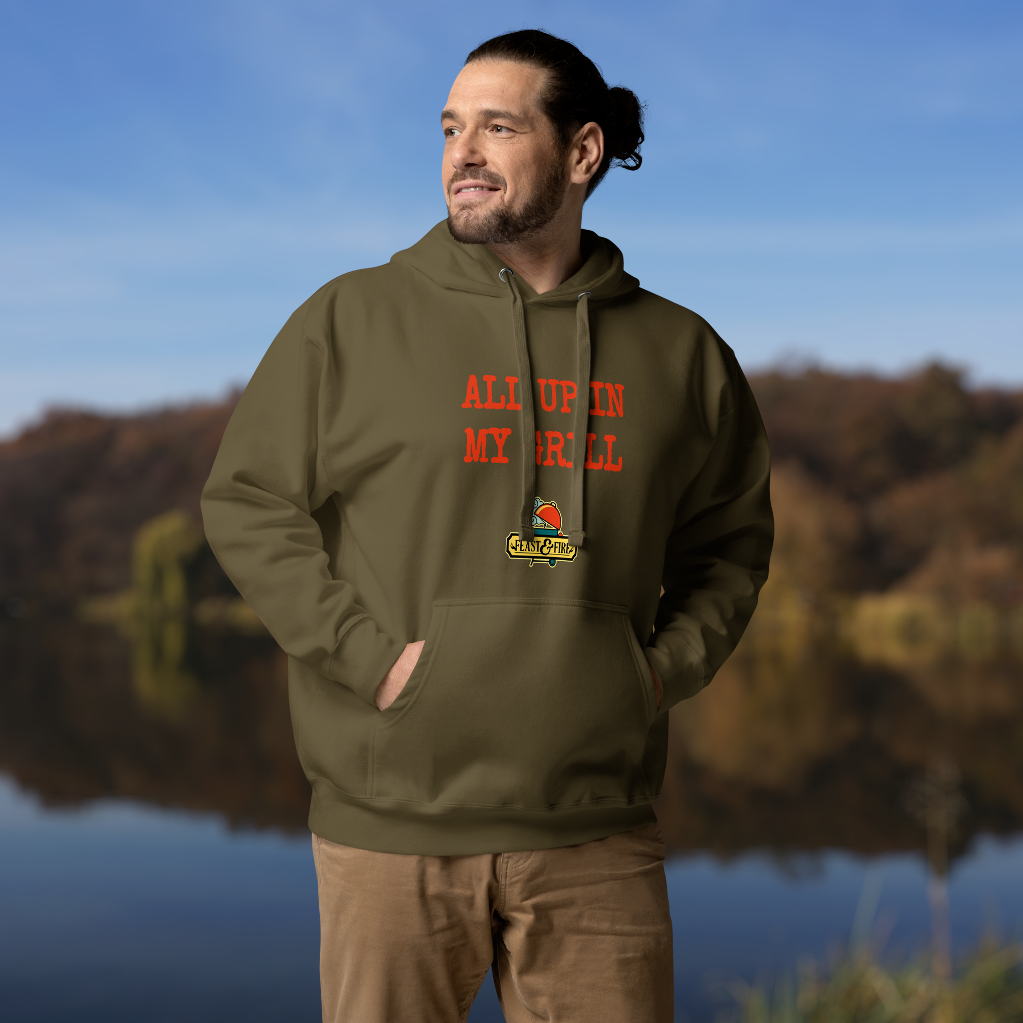 Hoodie - ALL UP IN MY GRILL RED TEXT