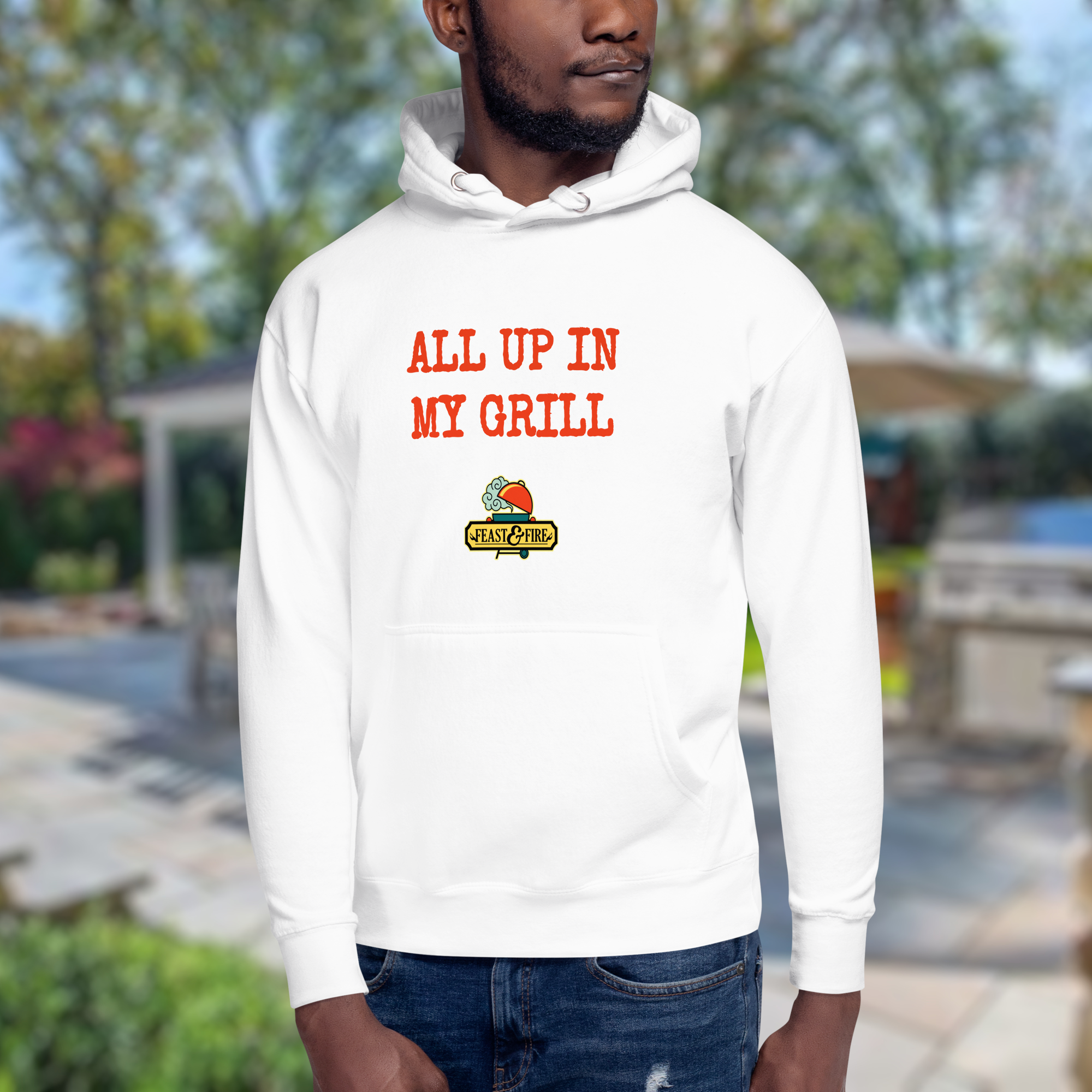 Hoodie - ALL UP IN MY GRILL RED TEXT