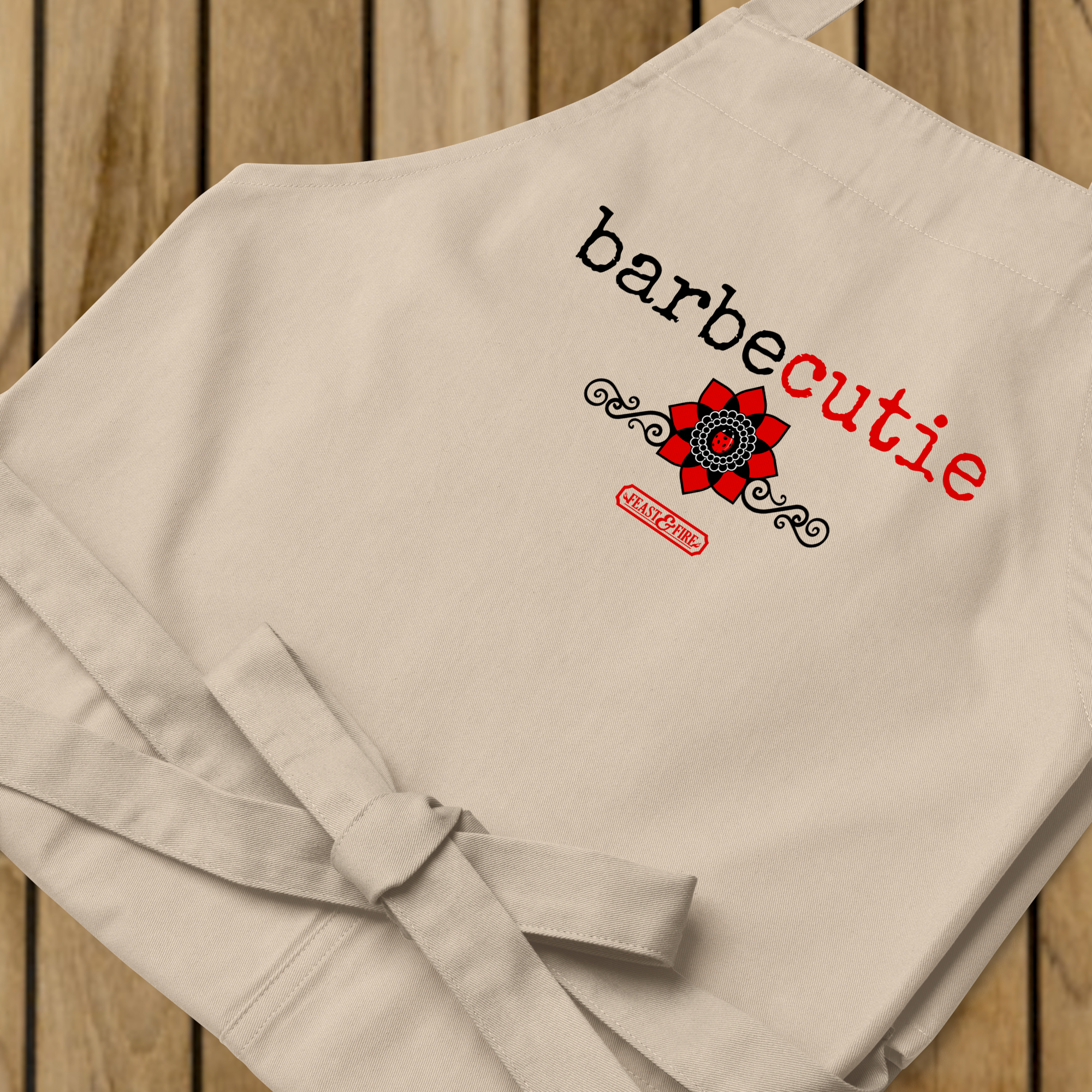 Apron - BARBECUTIE GOTH LADYBUG - BLACK TEXT