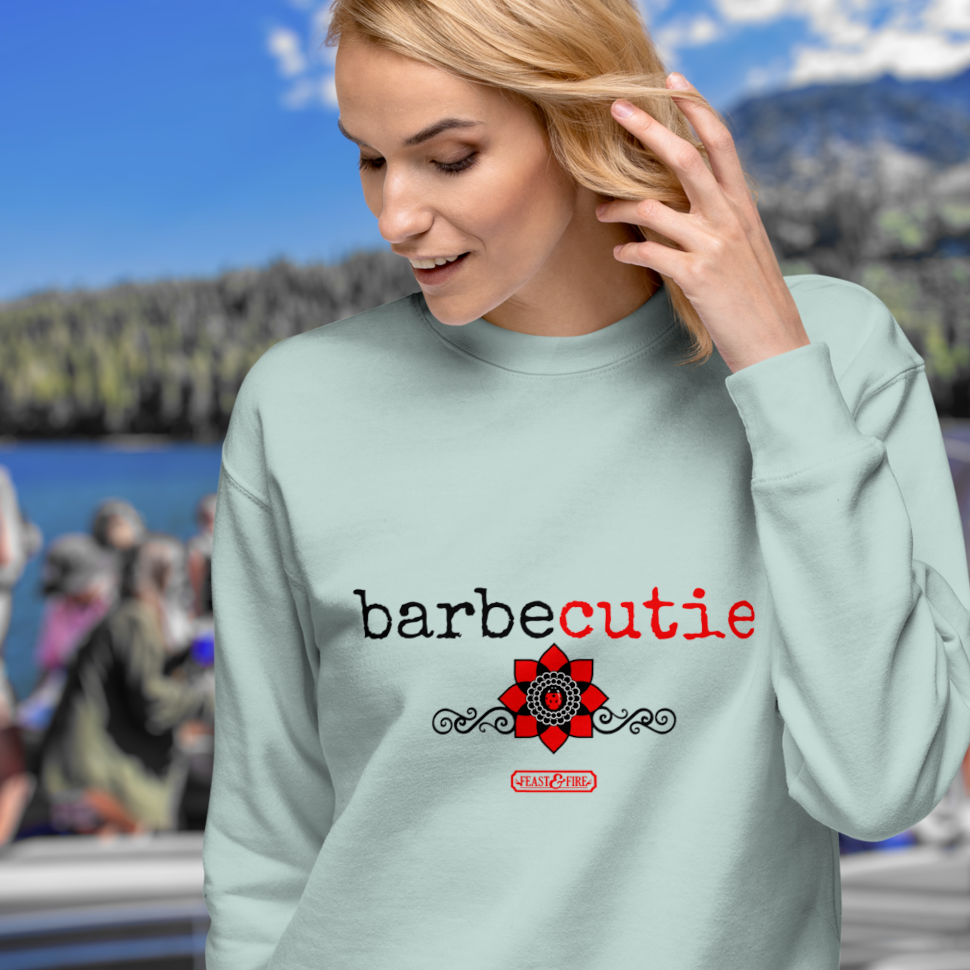 Sweatshirt - BARBECUTIE GOTH LADYBUG - BLACK TEXT