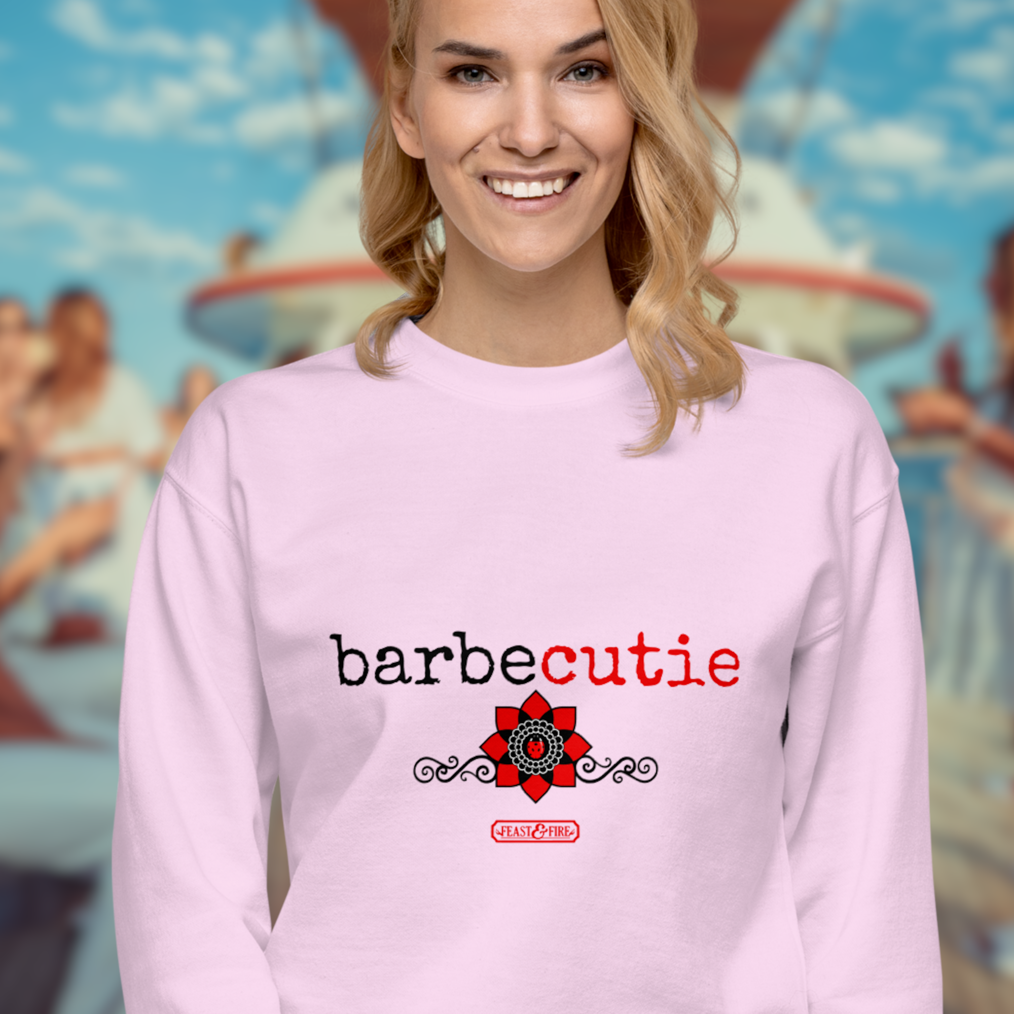 Sweatshirt - BARBECUTIE GOTH LADYBUG - BLACK TEXT