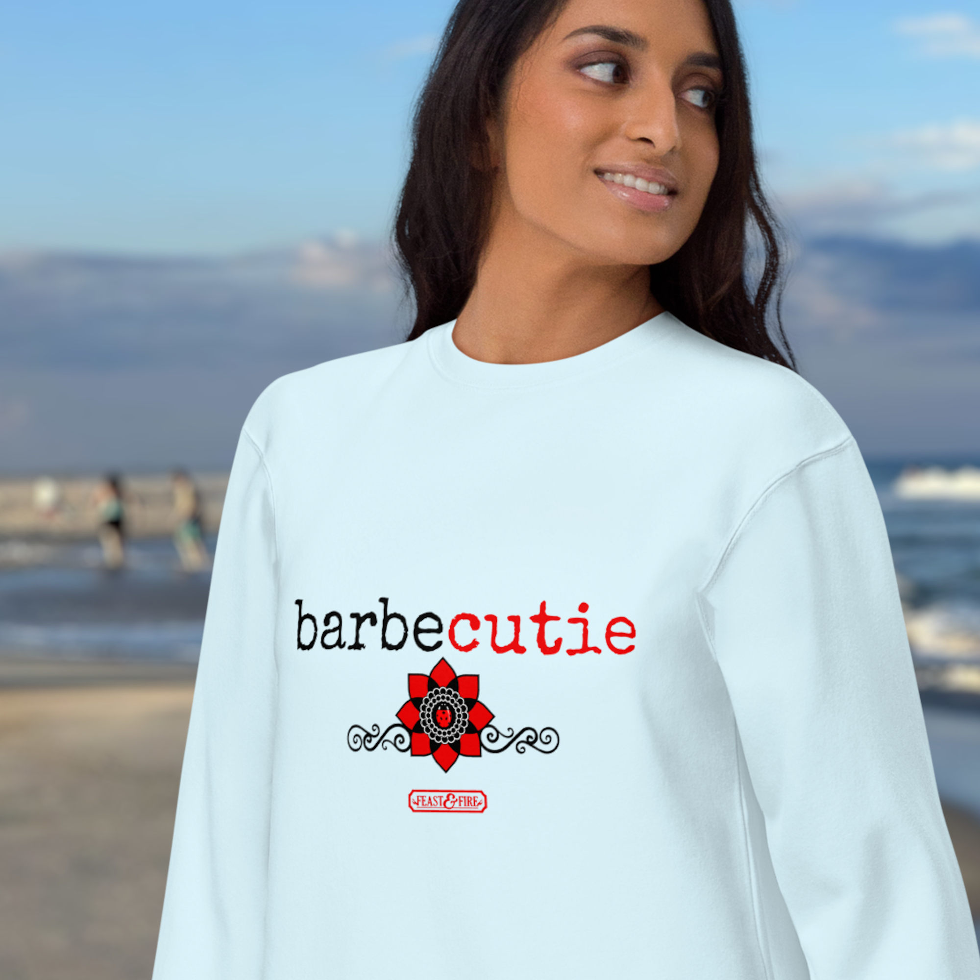 Sweatshirt - BARBECUTIE GOTH LADYBUG - BLACK TEXT