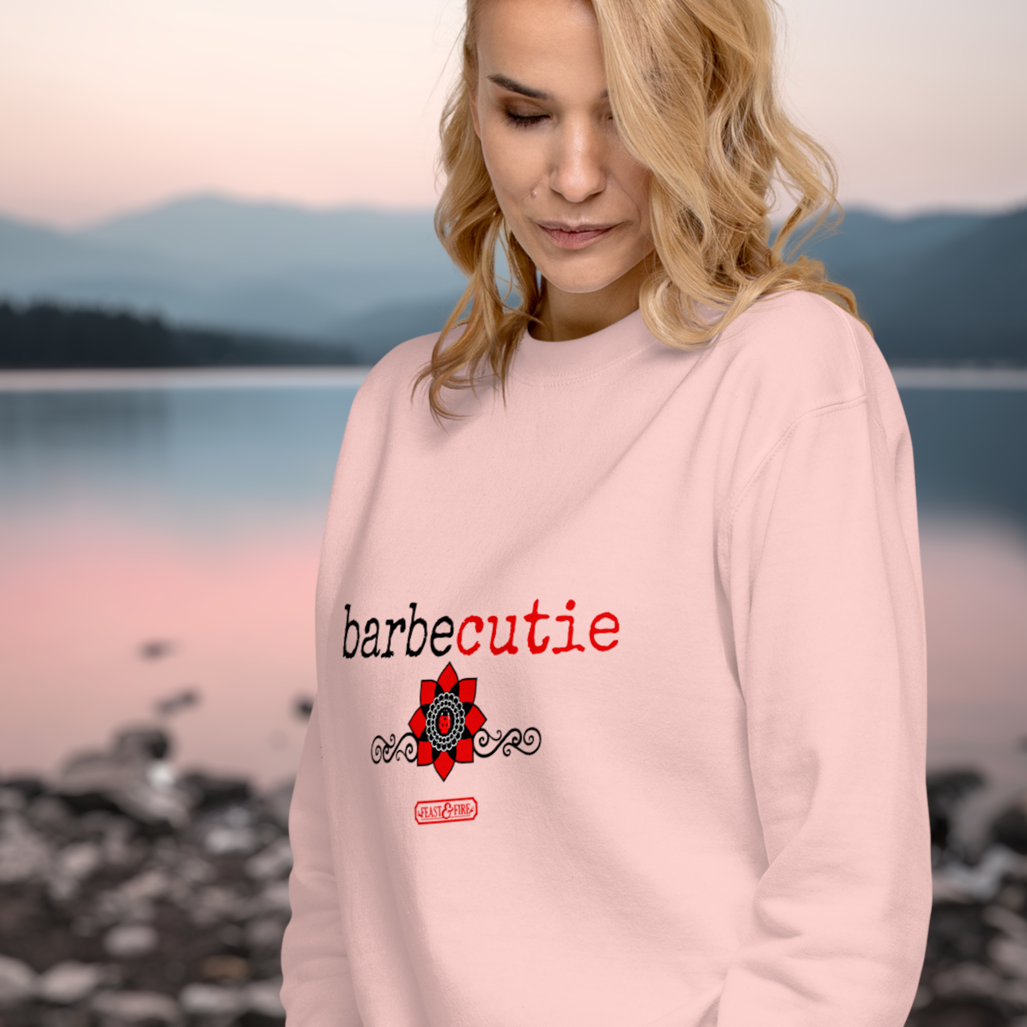 Sweatshirt - BARBECUTIE GOTH LADYBUG - BLACK TEXT