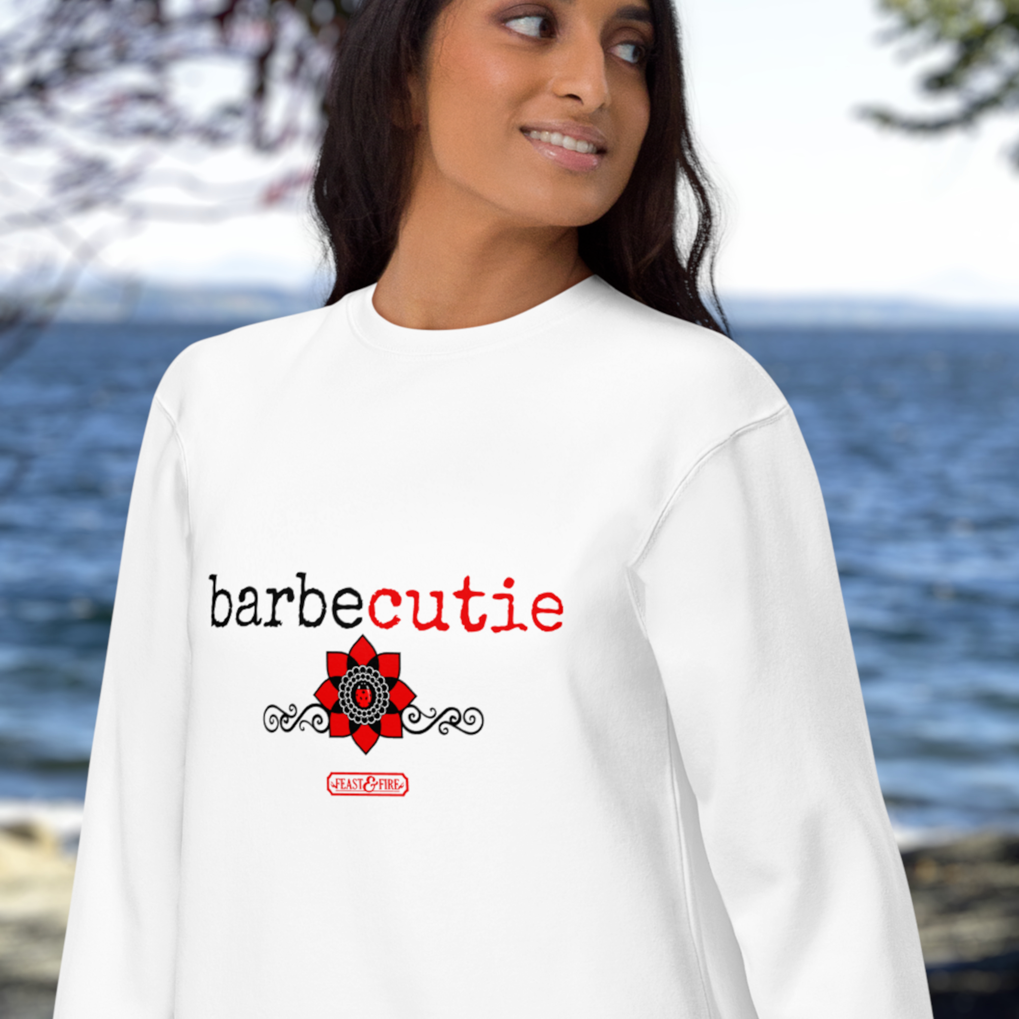 Sweatshirt - BARBECUTIE GOTH LADYBUG - BLACK TEXT