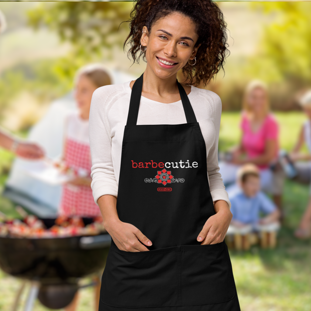 Apron - BARBECUTIE GOTH LADYBUG - WHITE TEXT