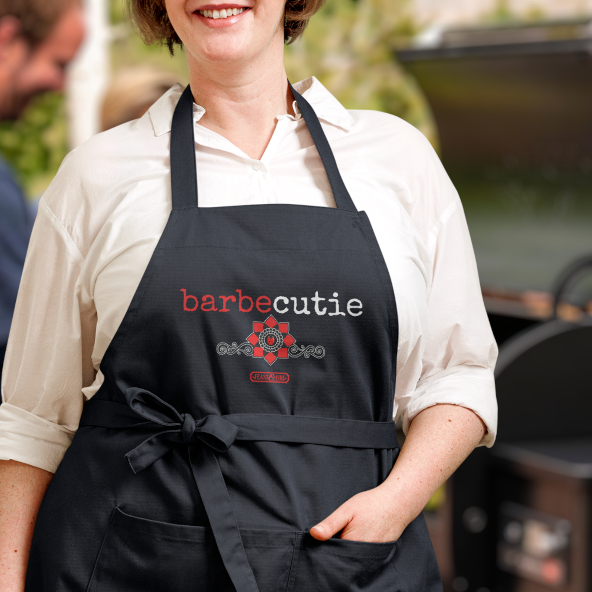 Apron - BARBECUTIE GOTH LADYBUG - WHITE TEXT