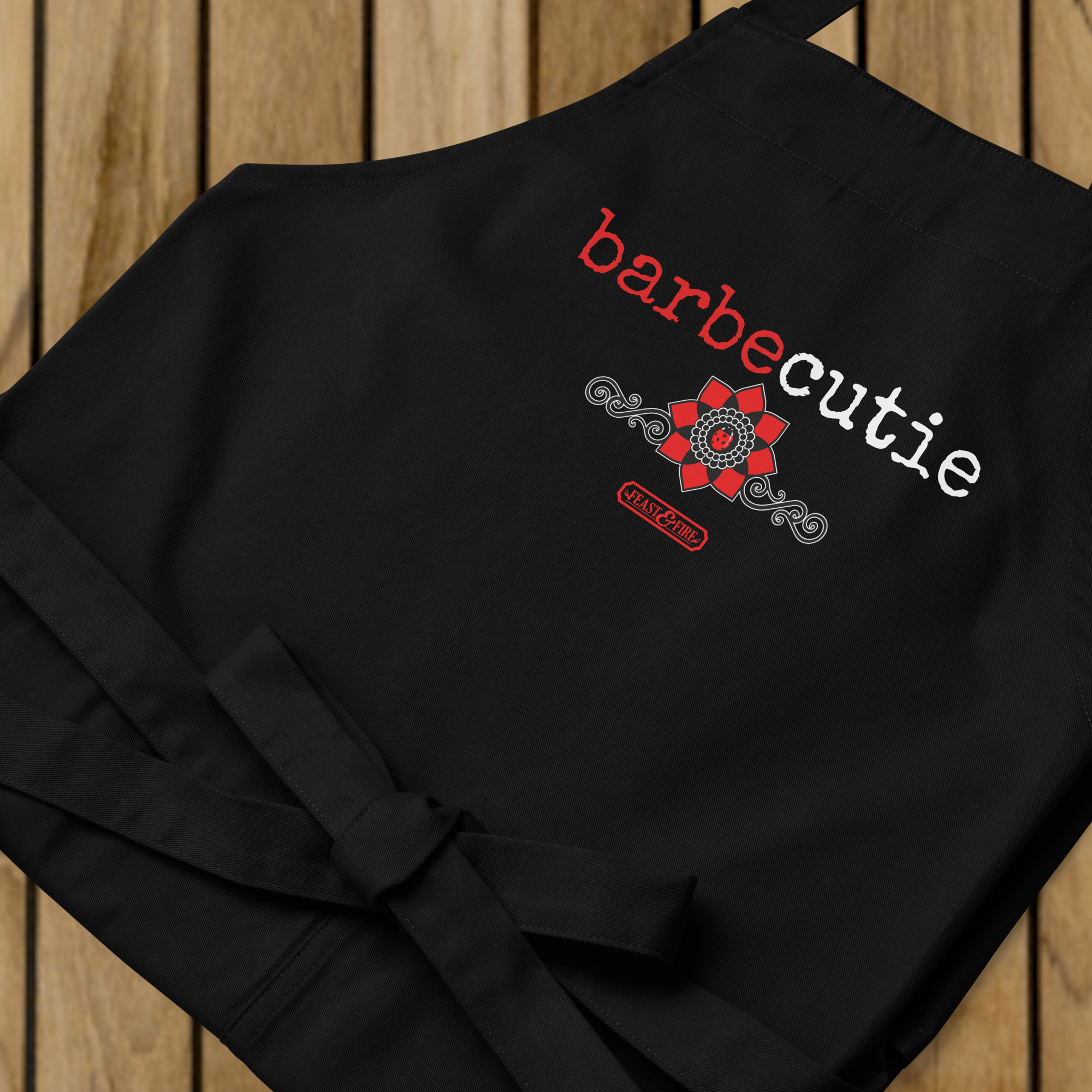 Apron - BARBECUTIE GOTH LADYBUG - WHITE TEXT