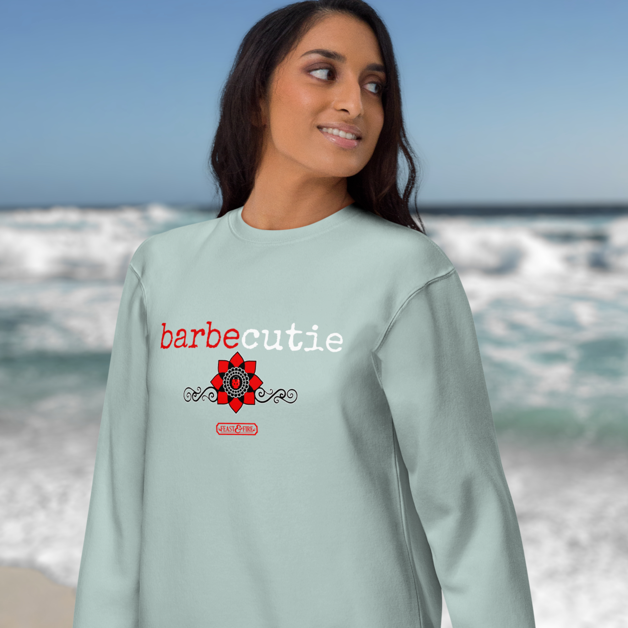 Sweatshirt - BARBECUTIE GOTH LADYBUG - WHITE TEXT