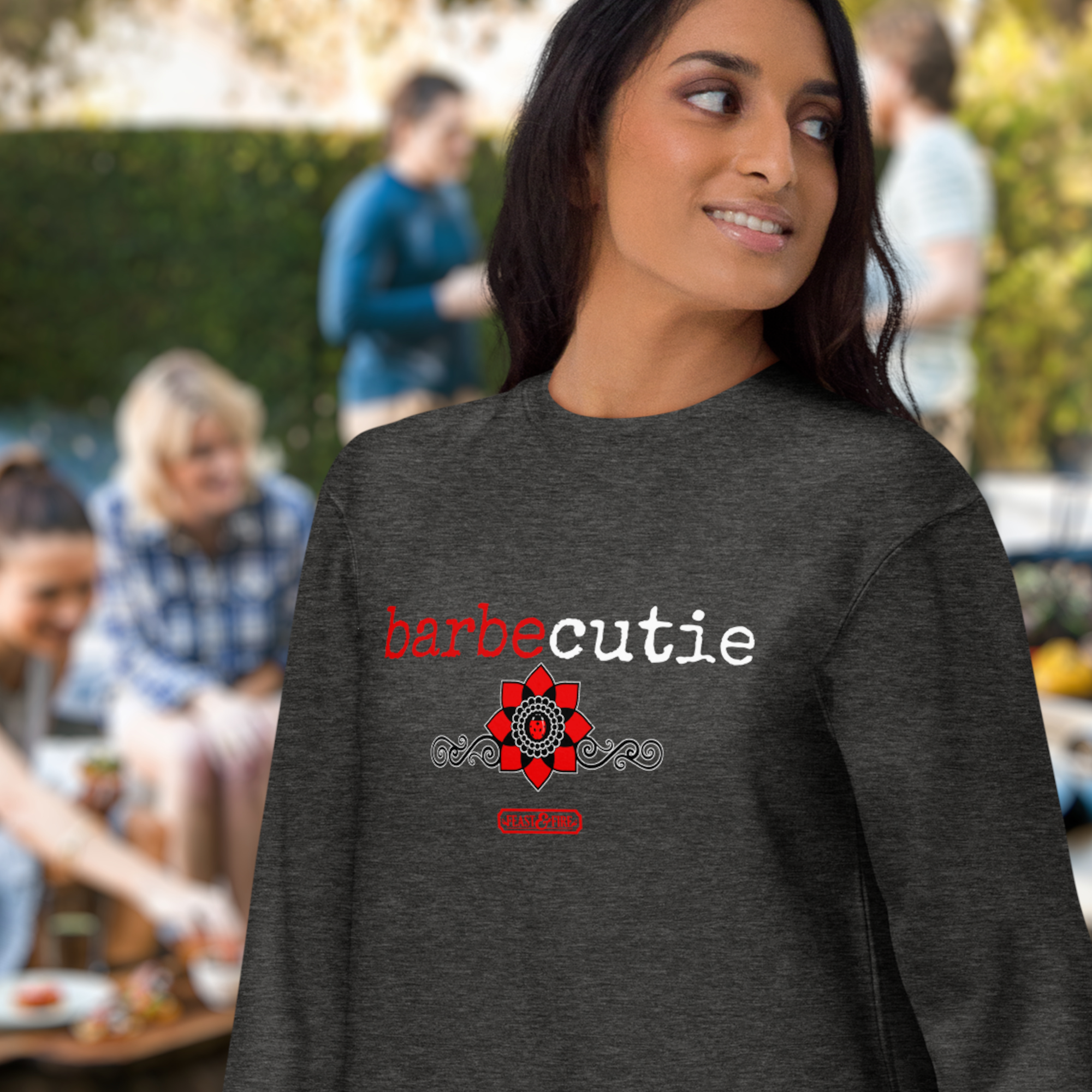 Sweatshirt - BARBECUTIE GOTH LADYBUG - WHITE TEXT