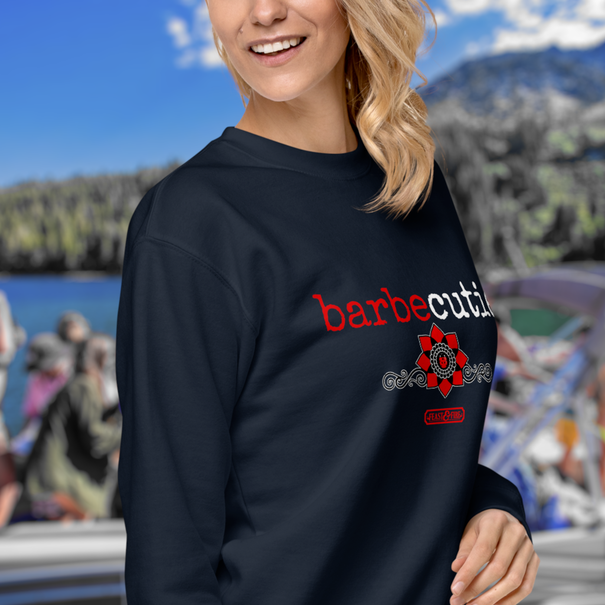 Sweatshirt - BARBECUTIE GOTH LADYBUG - WHITE TEXT