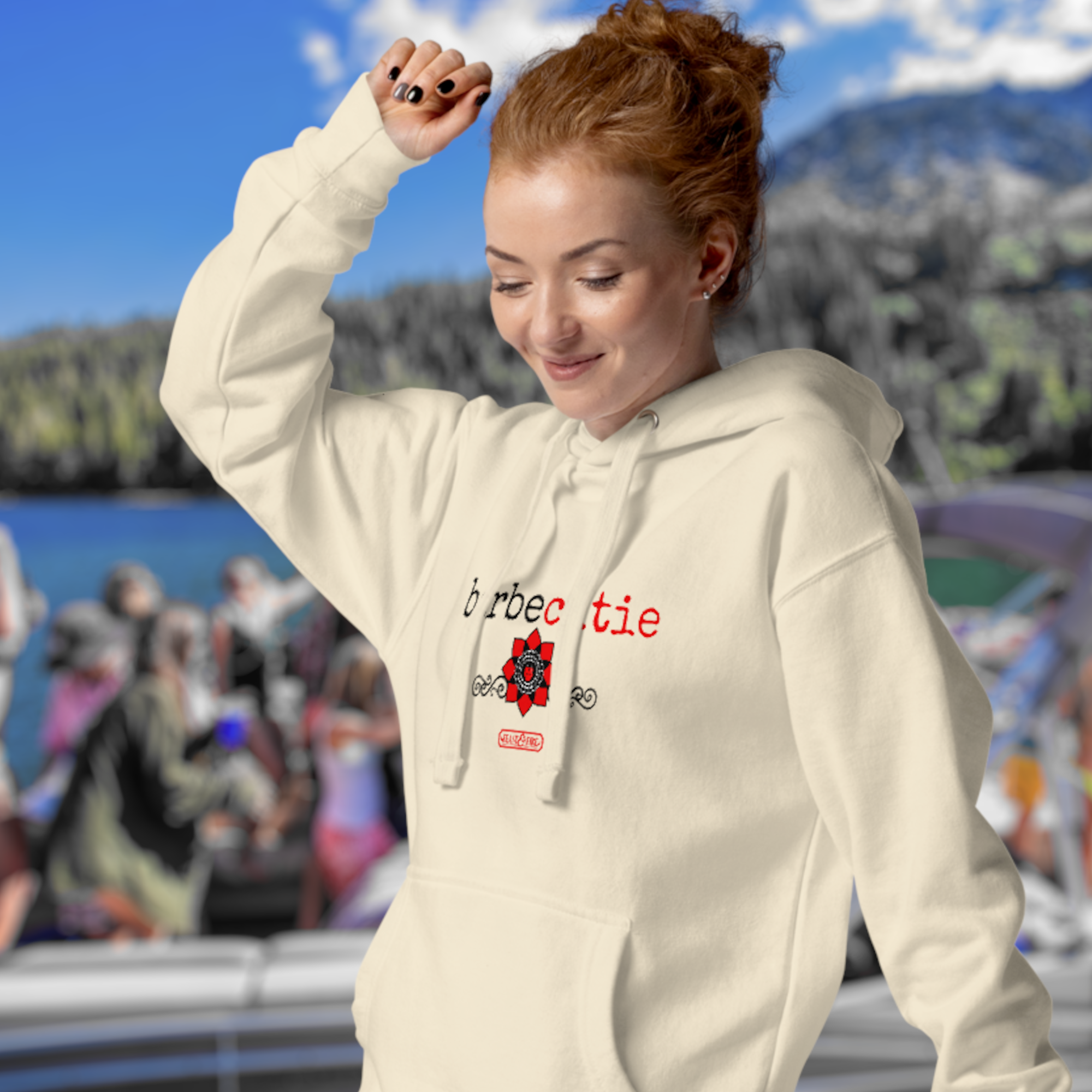 Hoodie - BARBECUTIE GOTH LADYBUG BLACK TEXT