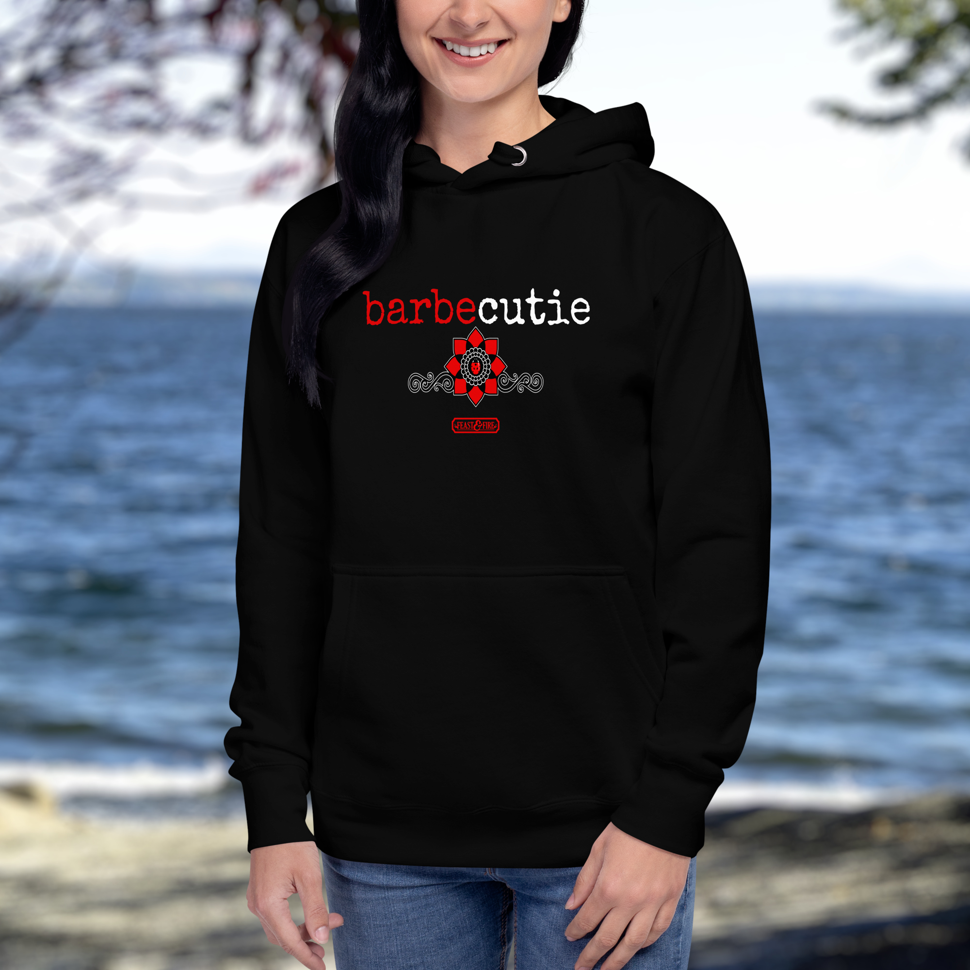 Hoodie - BARBECUTIE GOTH LADYBUG WHITE TEXT