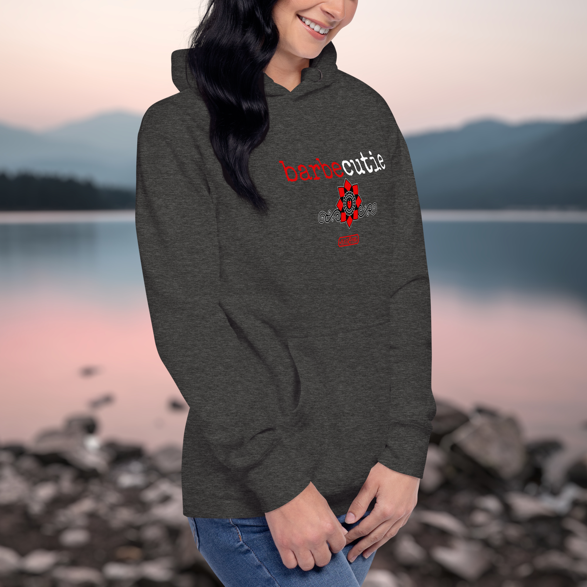 Hoodie - BARBECUTIE GOTH LADYBUG WHITE TEXT