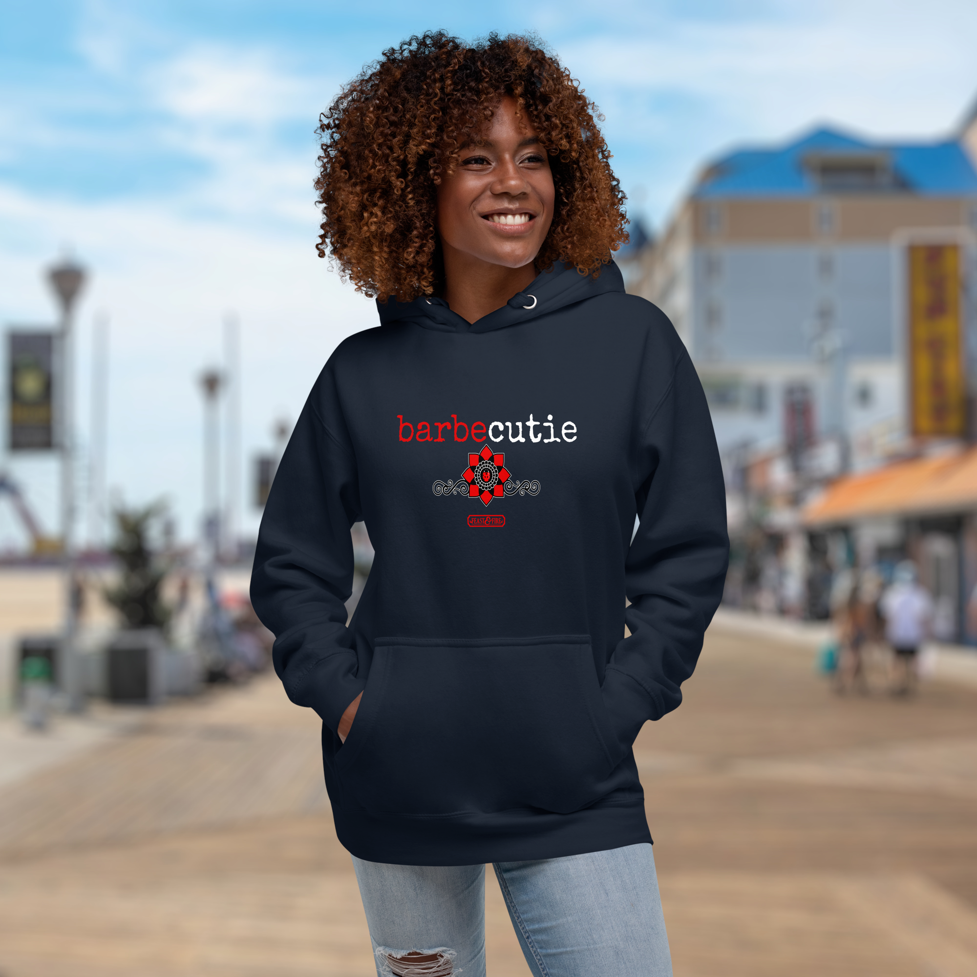 Hoodie - BARBECUTIE GOTH LADYBUG WHITE TEXT