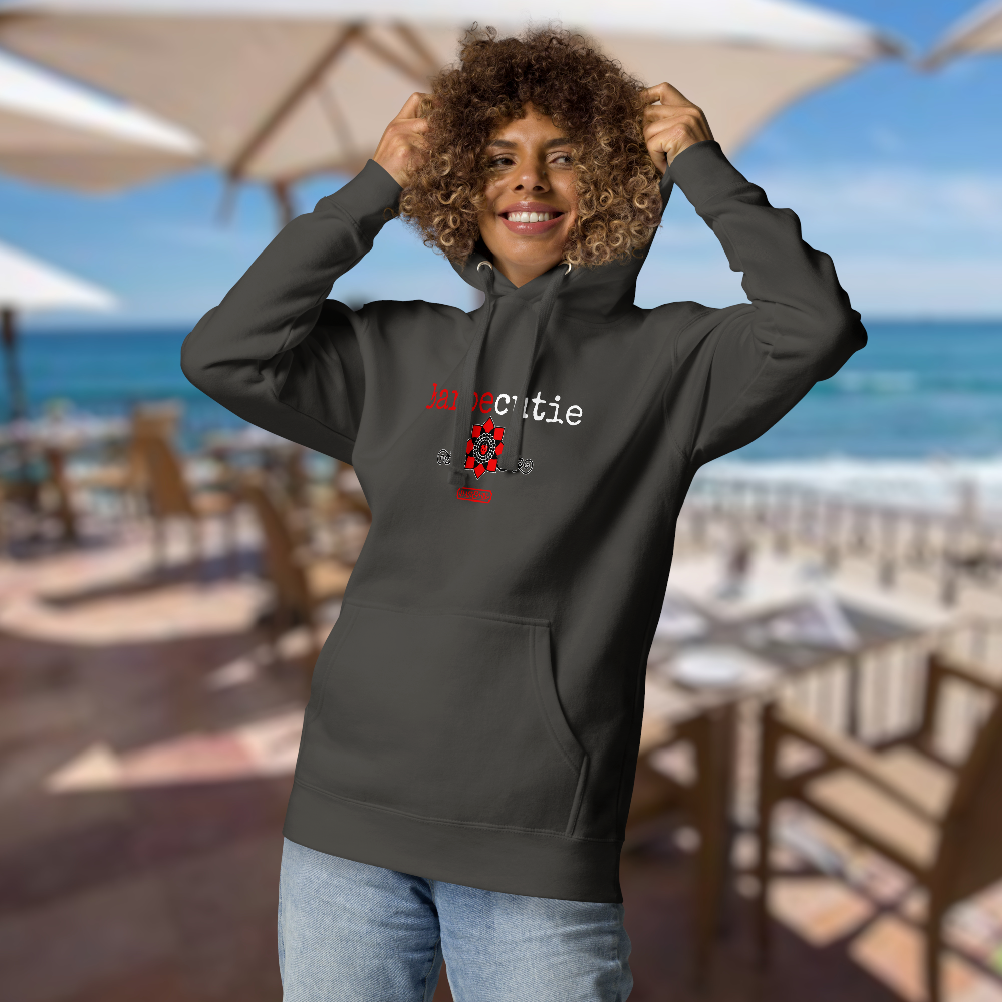 Hoodie - BARBECUTIE GOTH LADYBUG WHITE TEXT