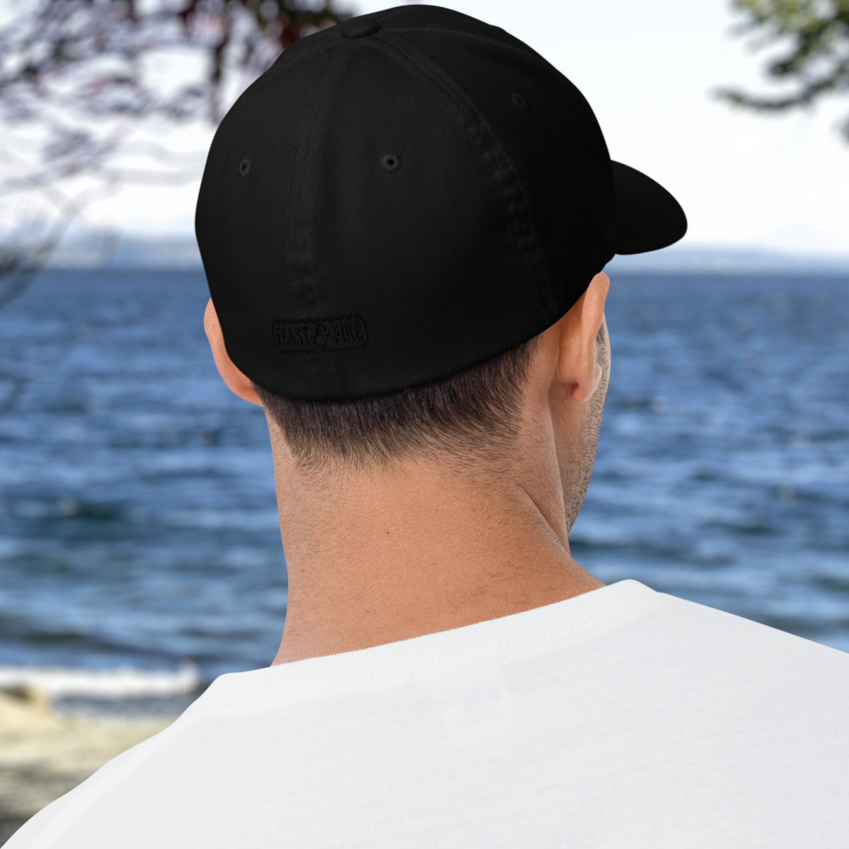 Flexfit Structured Twill Cap - SPECIAL EDITION - DOUBLE FLAME - BLACK - ORANGE OVER BLUE
