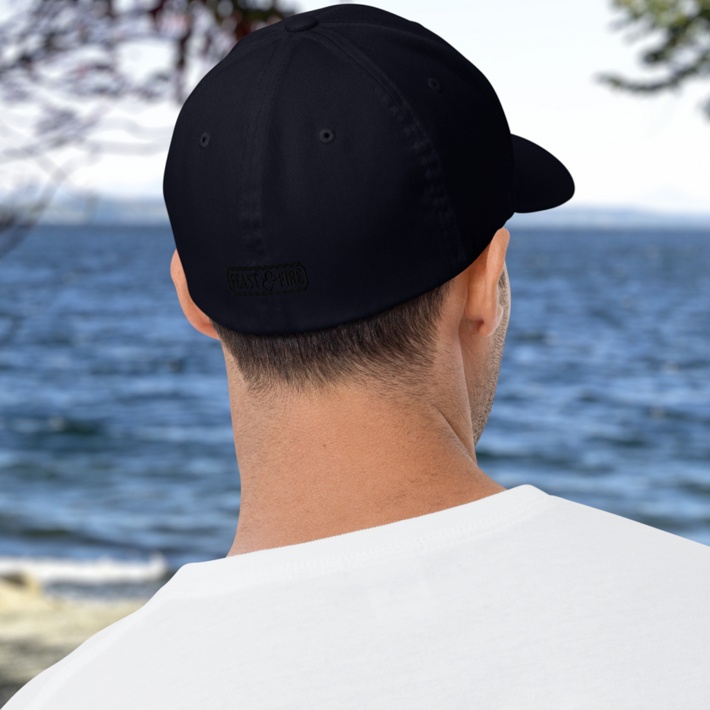 Flexfit Structured Twill Cap - SPECIAL EDITION - DOUBLE FLAME - NAVY - BLUE OVER ORANGE