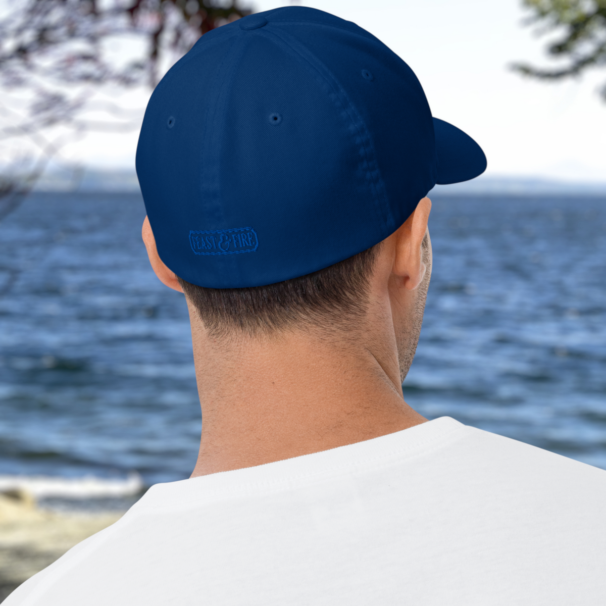 Flexfit Structured Twill Cap - SPECIAL EDITION - DOUBLE FLAME - ROYAL - BLUE OVER ORANGE