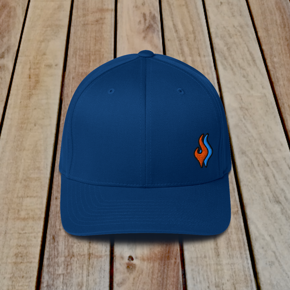 Flexfit Structured Twill Cap - SPECIAL EDITION - DOUBLE FLAME - ROYAL - ORANGE OVER BLUE