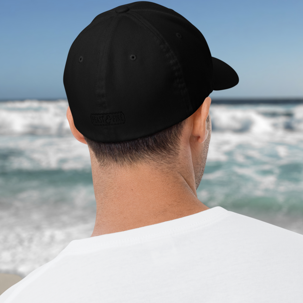 Flexfit Structured Twill Cap - SPECIAL EDITION - GHOST LOGO BLACK - ORANGE FLAME
