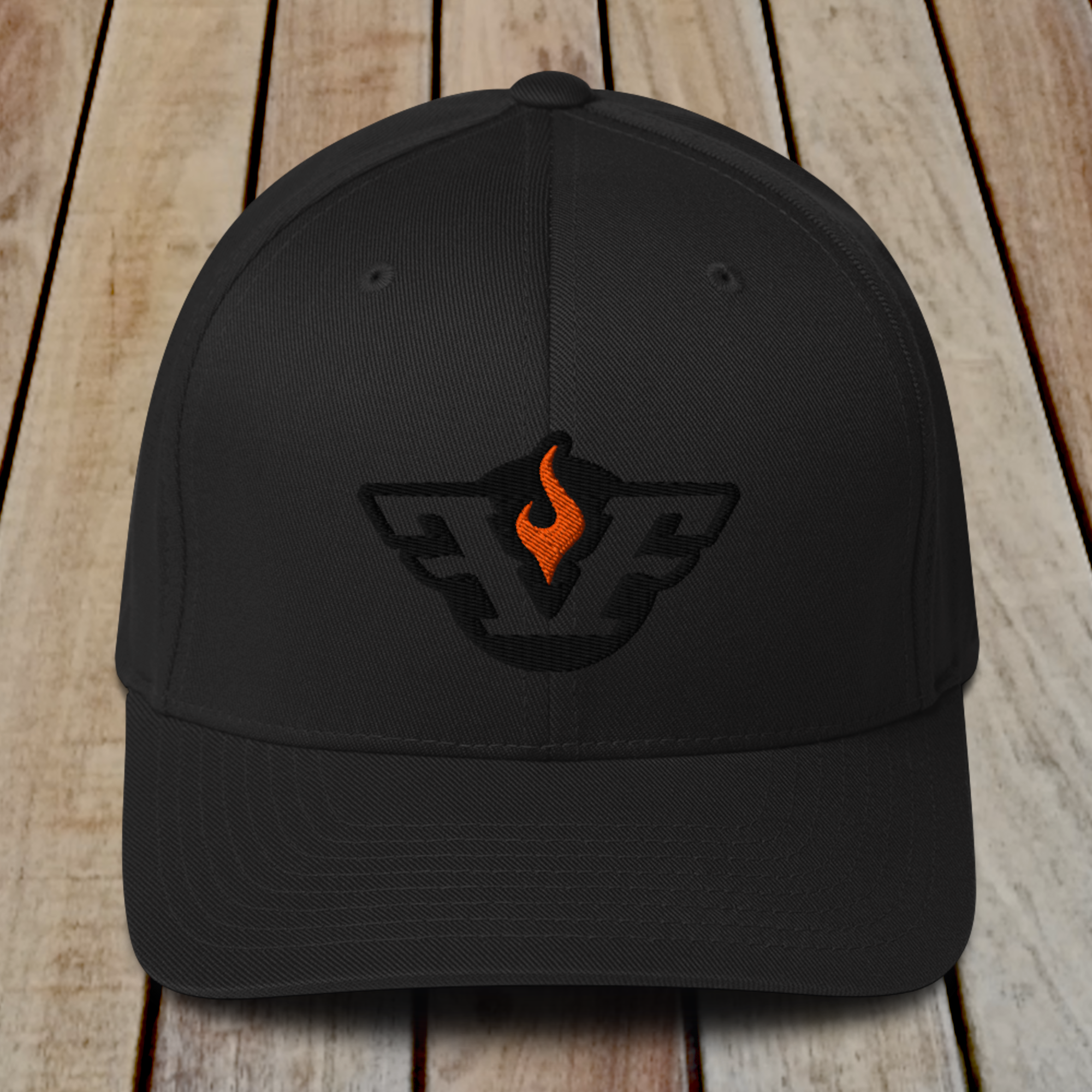 Flexfit Structured Twill Cap - SPECIAL EDITION - GHOST LOGO BLACK - ORANGE FLAME