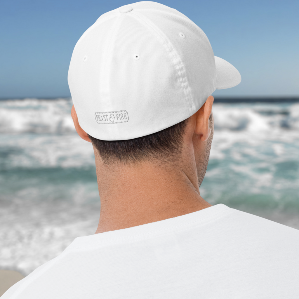 Flexfit Structured Twill Cap - SPECIAL EDITION - GHOST LOGO WHITE - BLUE FLAME